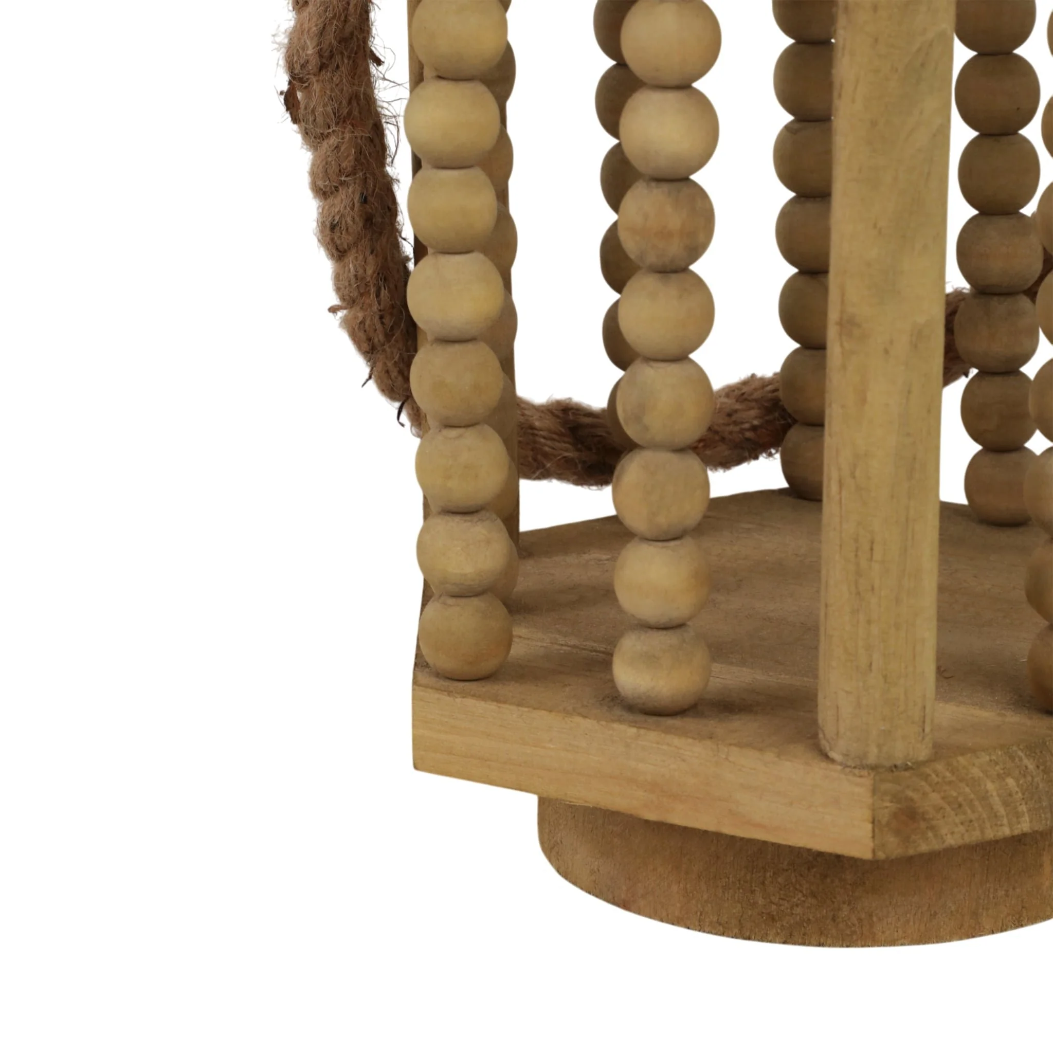 Wood 11" Lantern With Rope Handle, Brown - Image 5