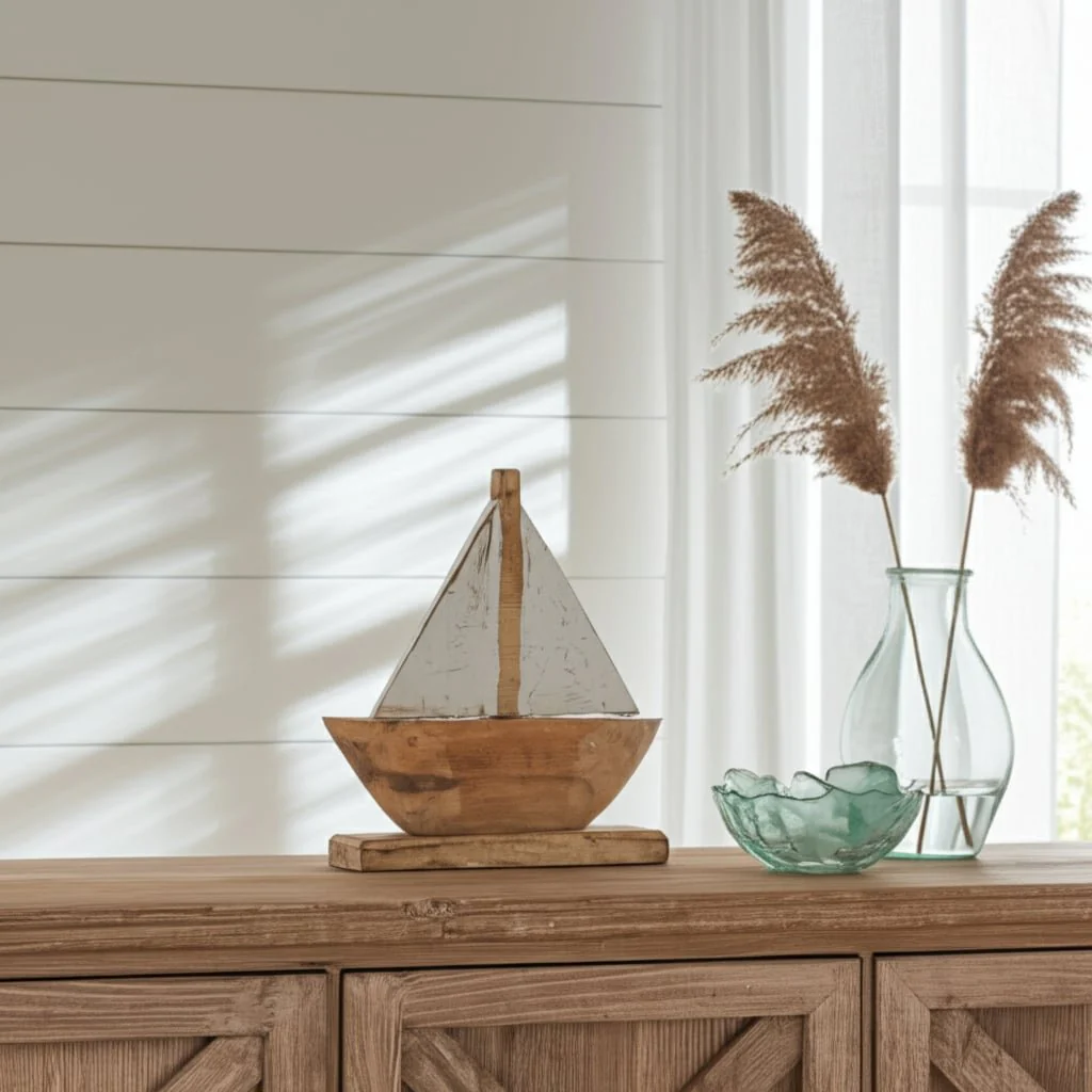 Wood, 11" Sailboat, Natural/white - Image 11