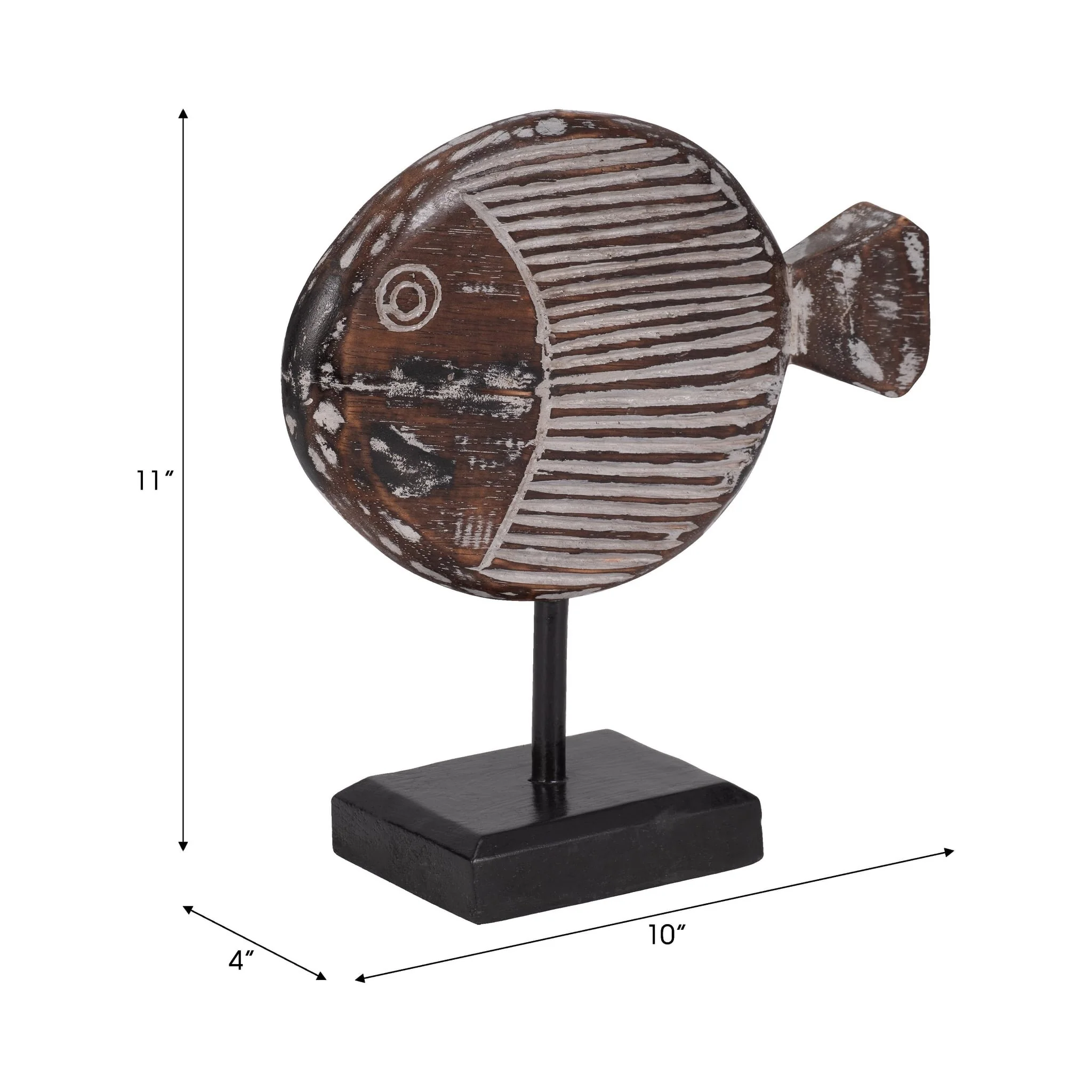 Wood, 11"h Fish On Stand, Gray - Image 9