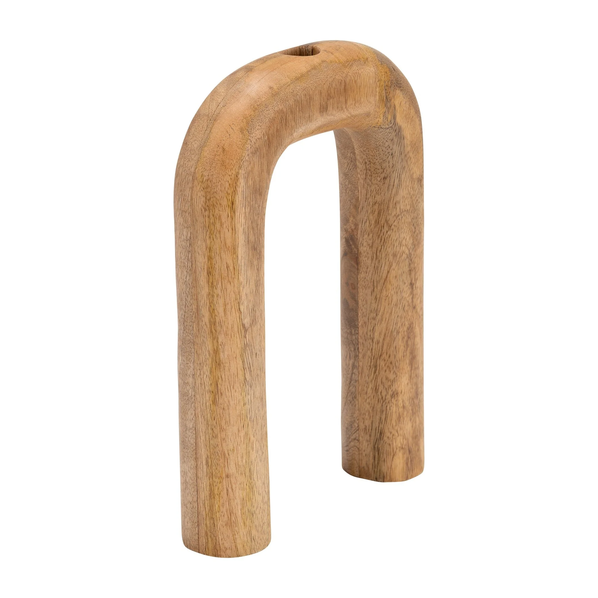 Wood, 11"h Horseshoe Vase, Brown - Image 2