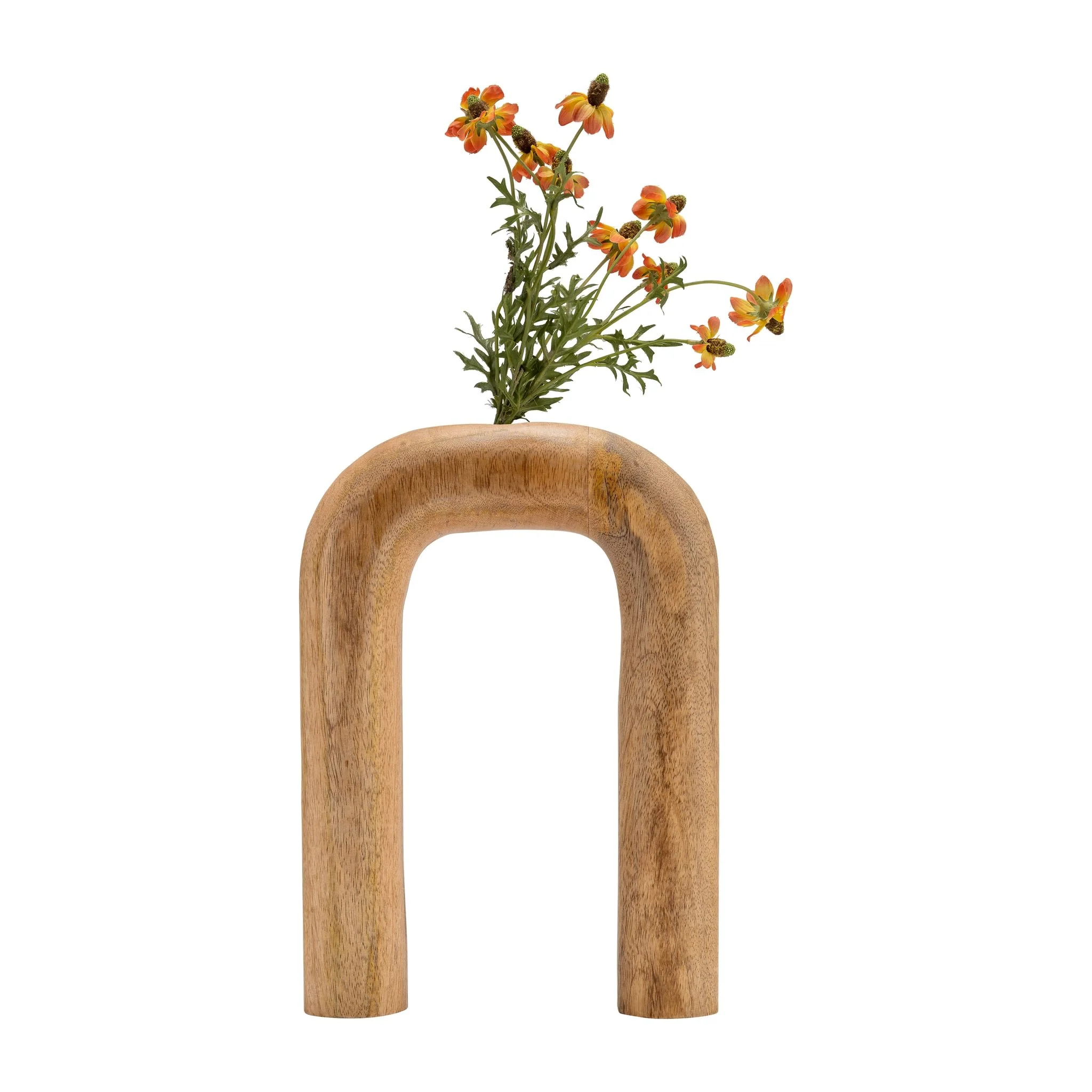 Wood, 11"h Horseshoe Vase, Brown - Image 4