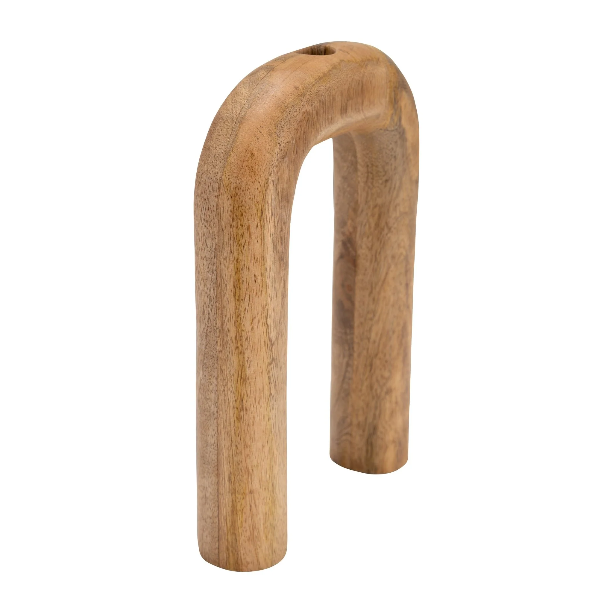 Wood, 11"h Horseshoe Vase, Brown - Image 5