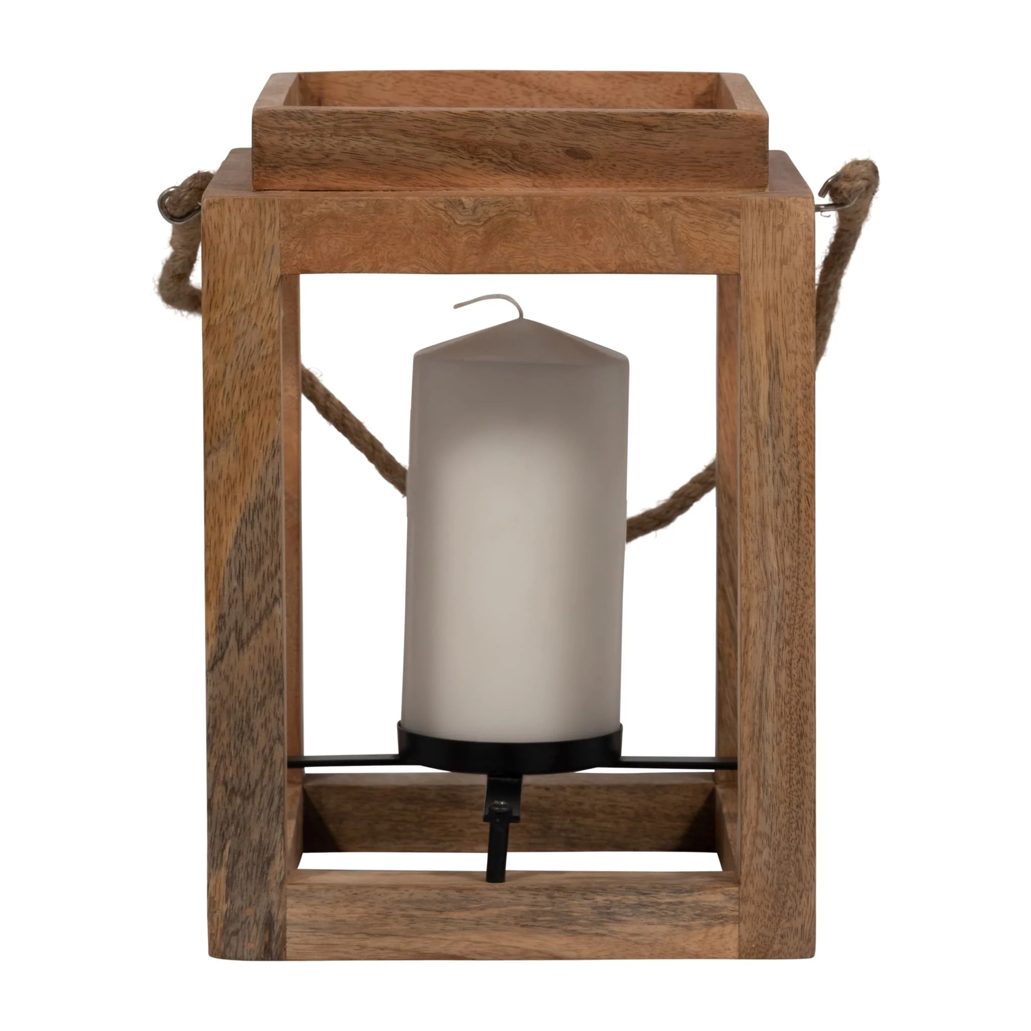 Wood, 11"h Open Lantern Holder, Brown - Image 2