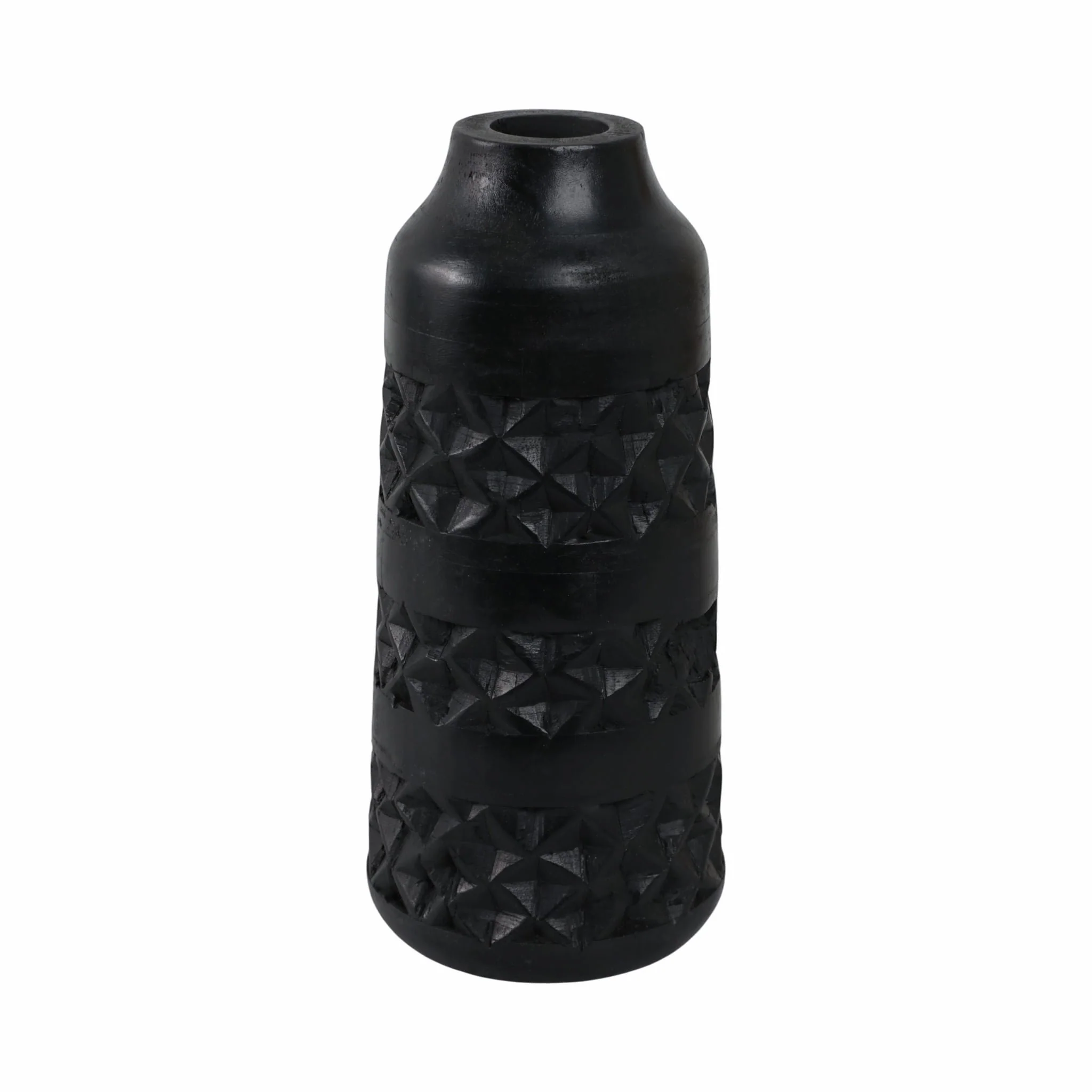Wood 12" Stained Vase, Black - Image 3
