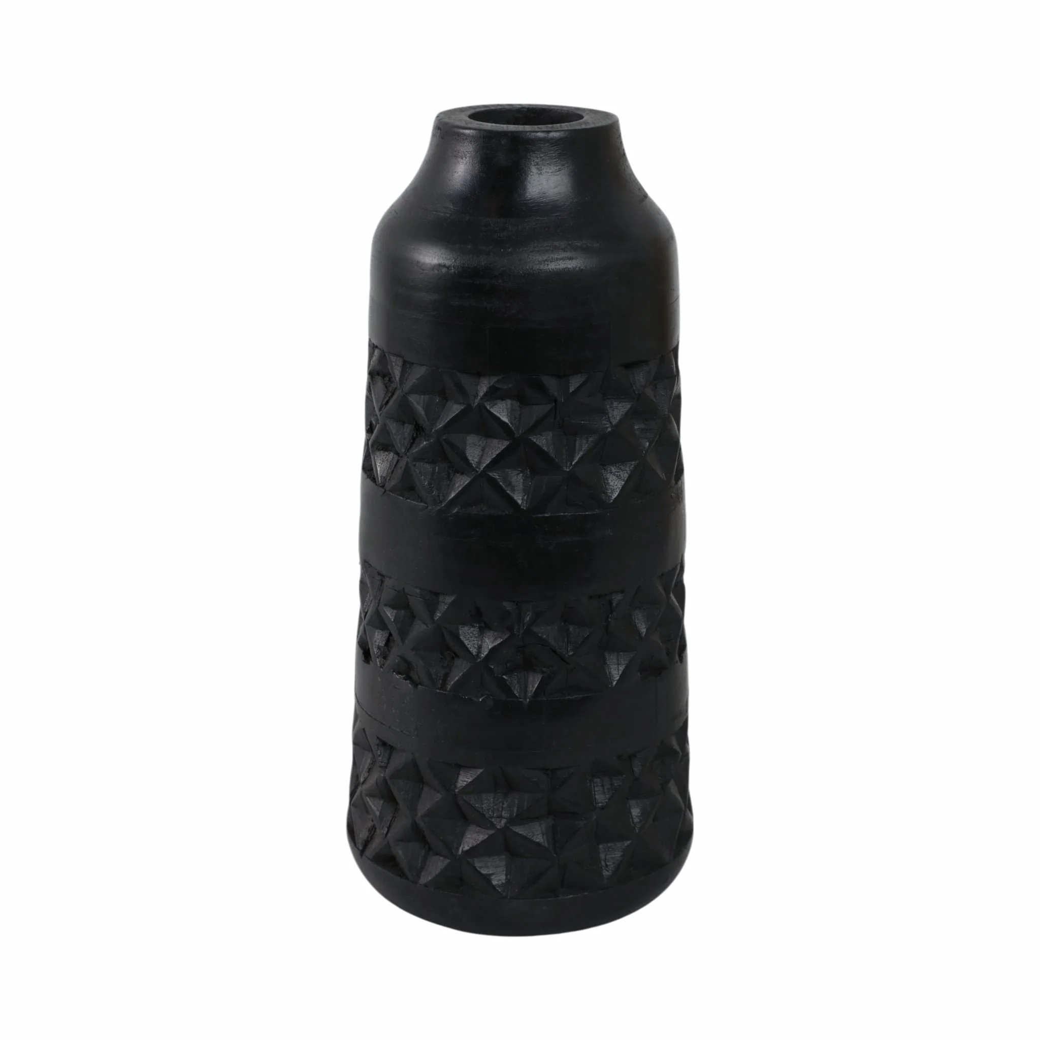 Wood 12" Stained Vase, Black - Image 4