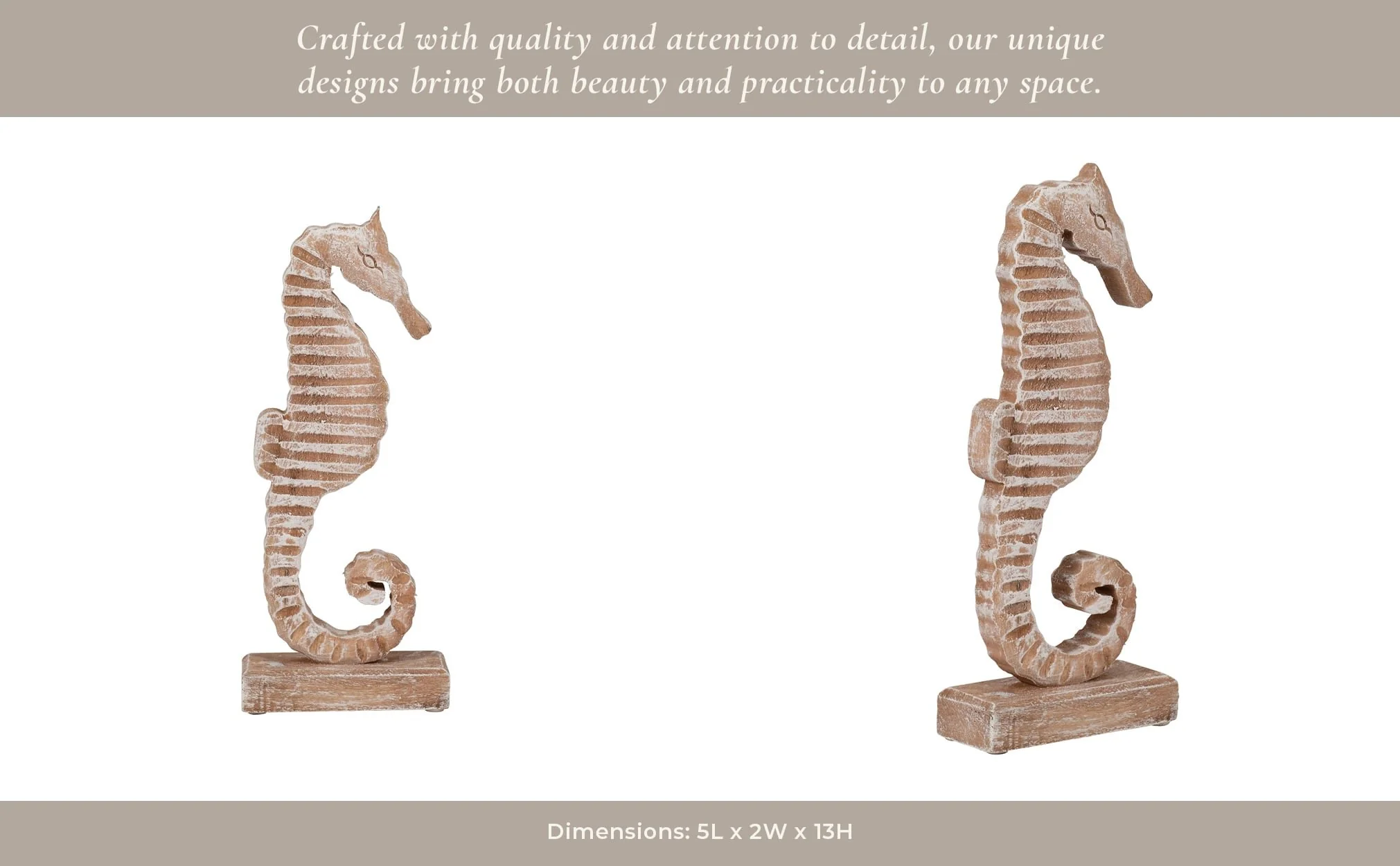 Wood, 13"h Seahorse, Rustic White - Image 15
