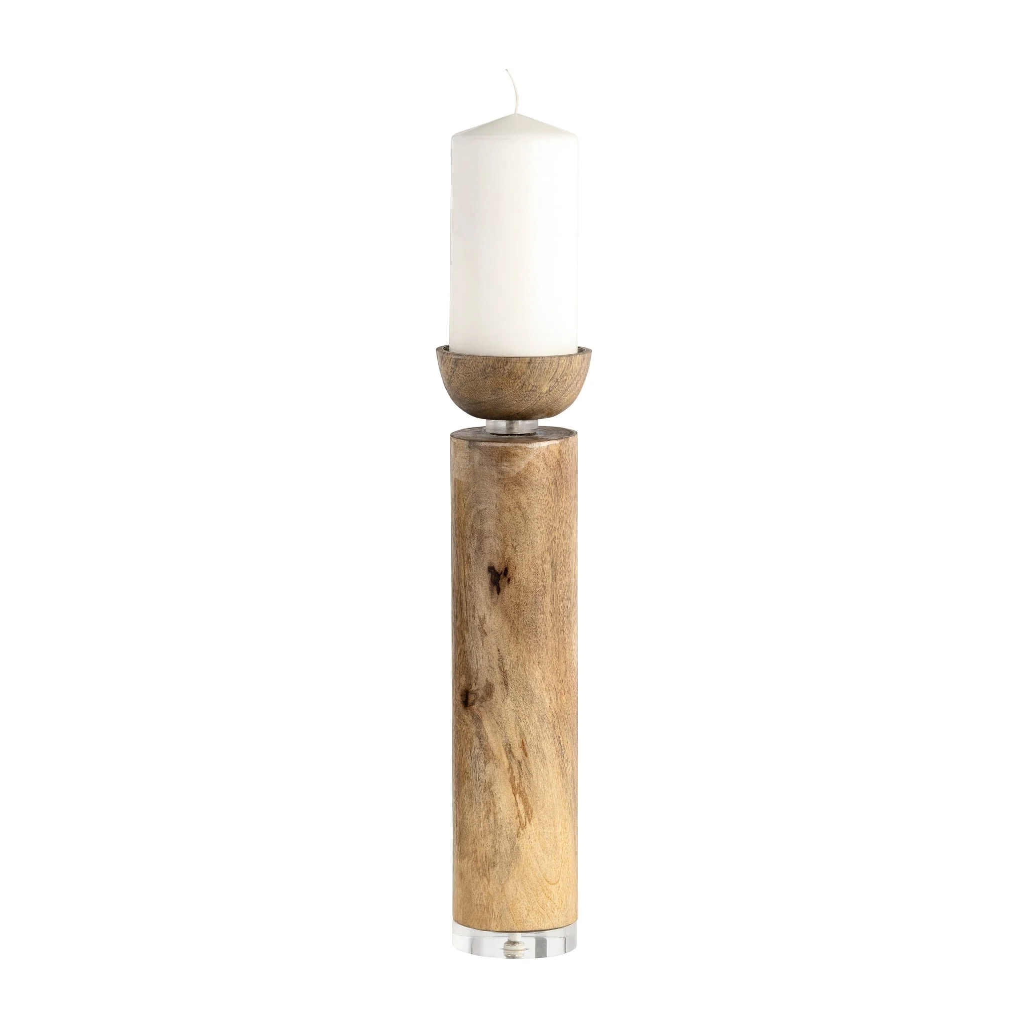 Wood, 14" Acrylic Detail Taper Candleholder, Natur - Image 2