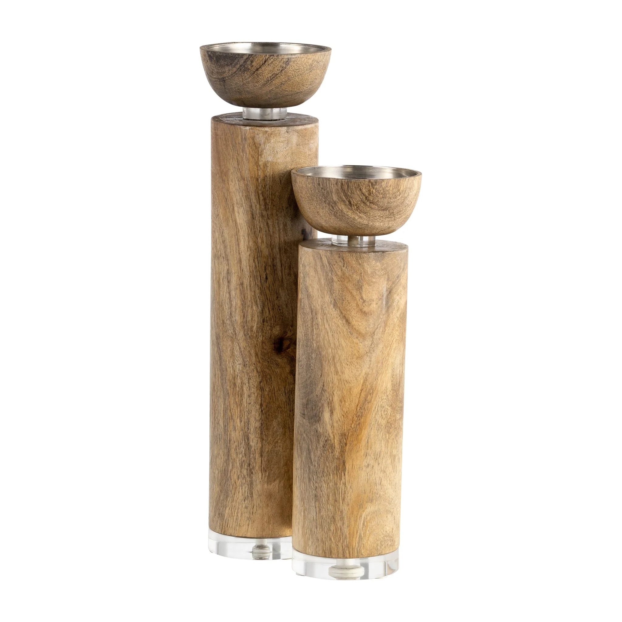 Wood, 14" Acrylic Detail Taper Candleholder, Natur - Image 7