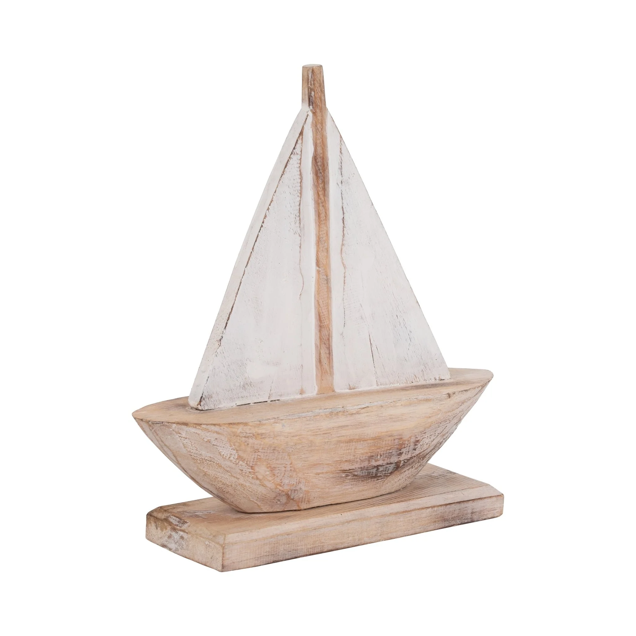 Wood, 14" Sailboat, Natural/white - Image 2