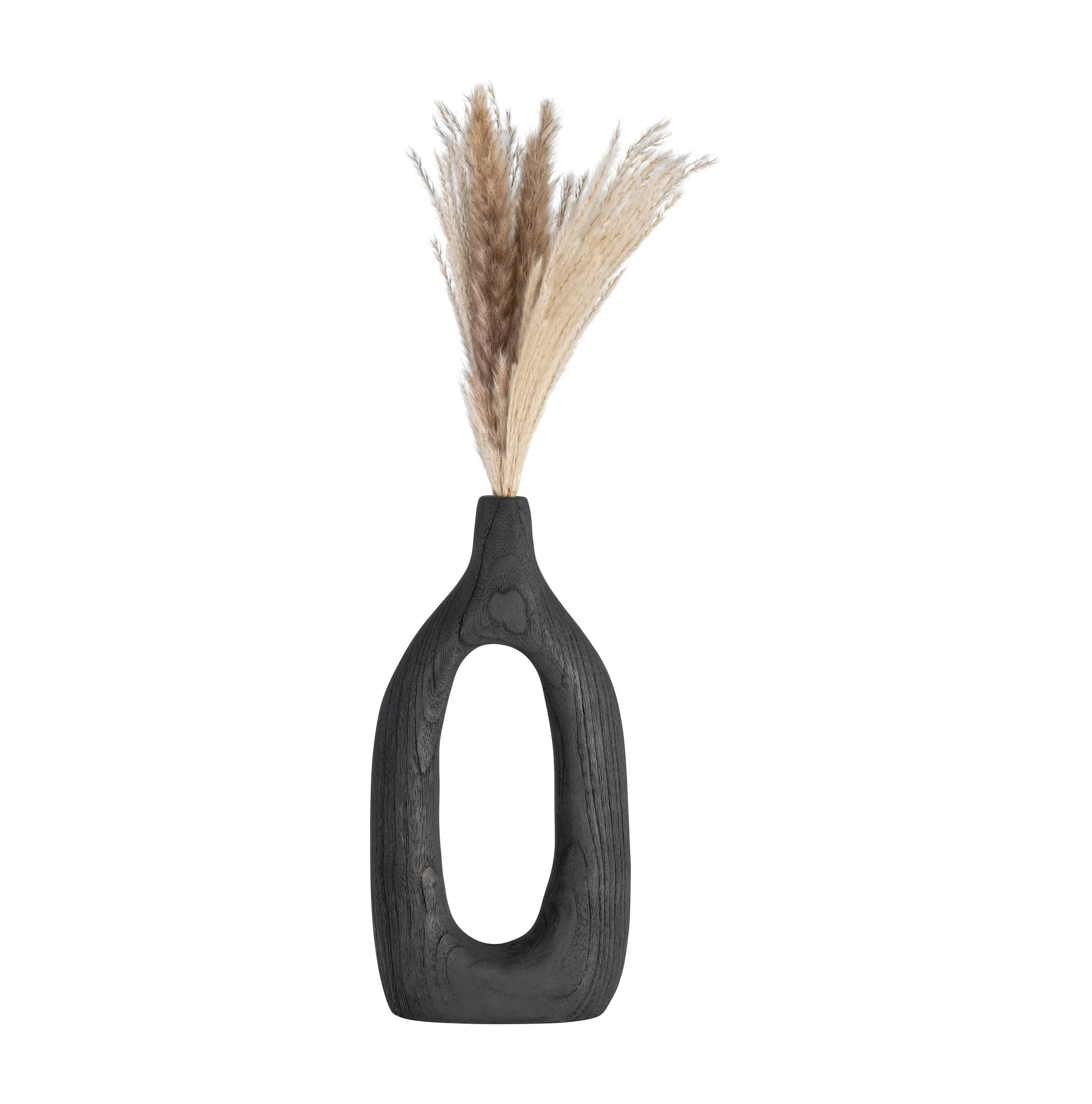 Wood, 14"h Cut-out Vase, Black - Image 2