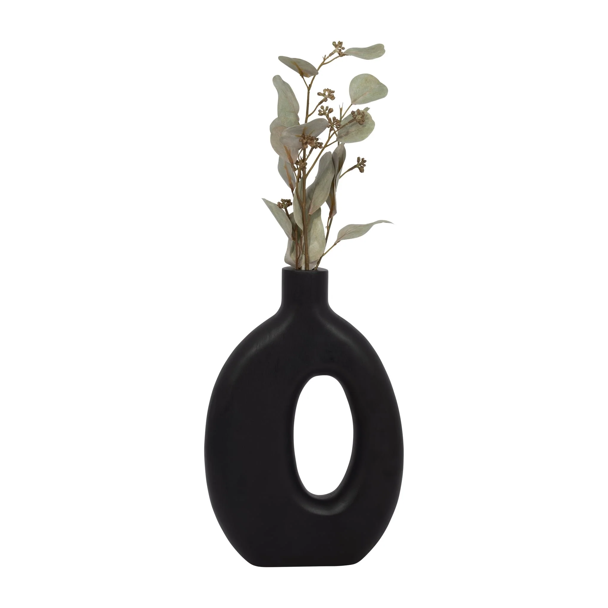 Wood, 14"h Cut-out Vase, Black - Image 4