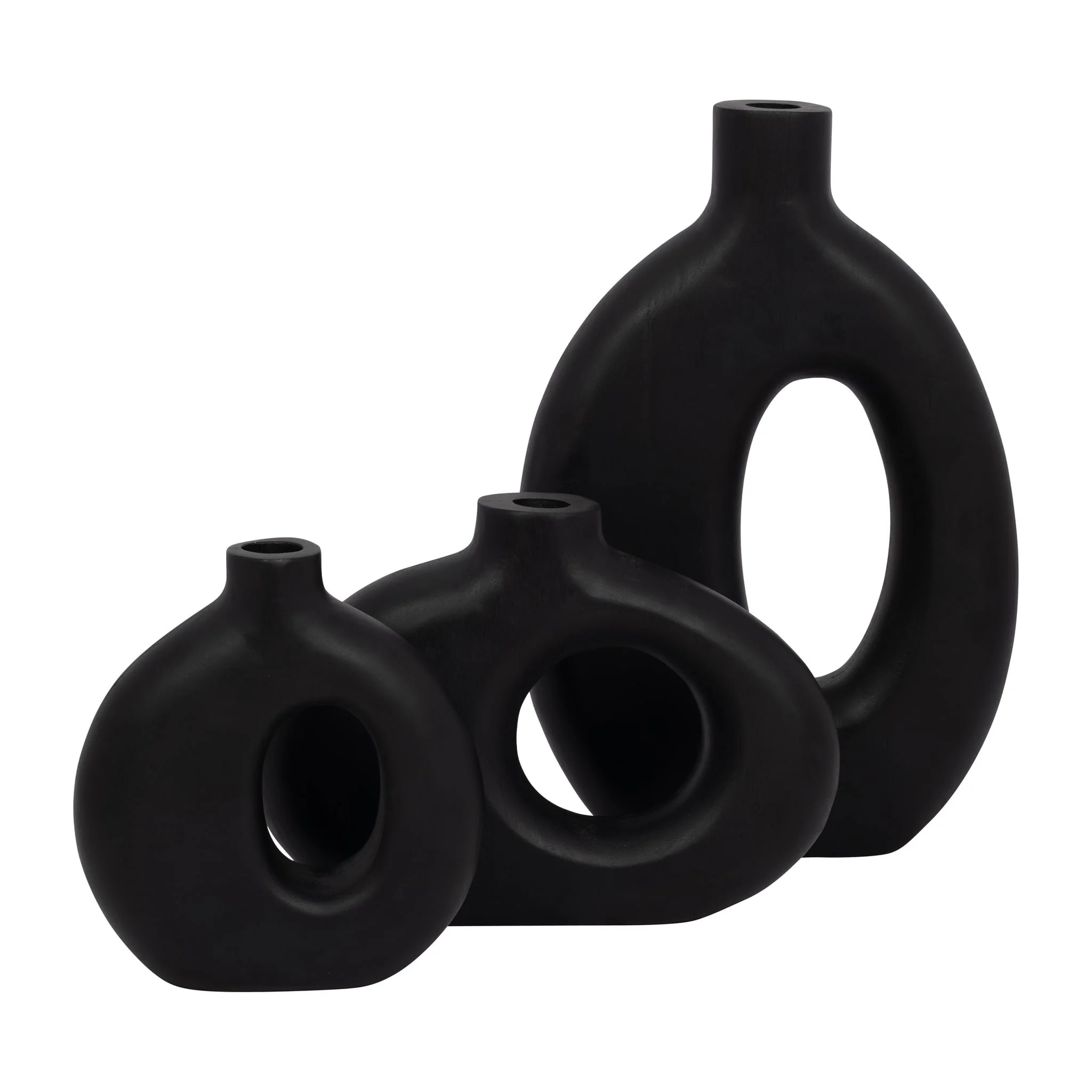 Wood, 14"h Cut-out Vase, Black - Image 8