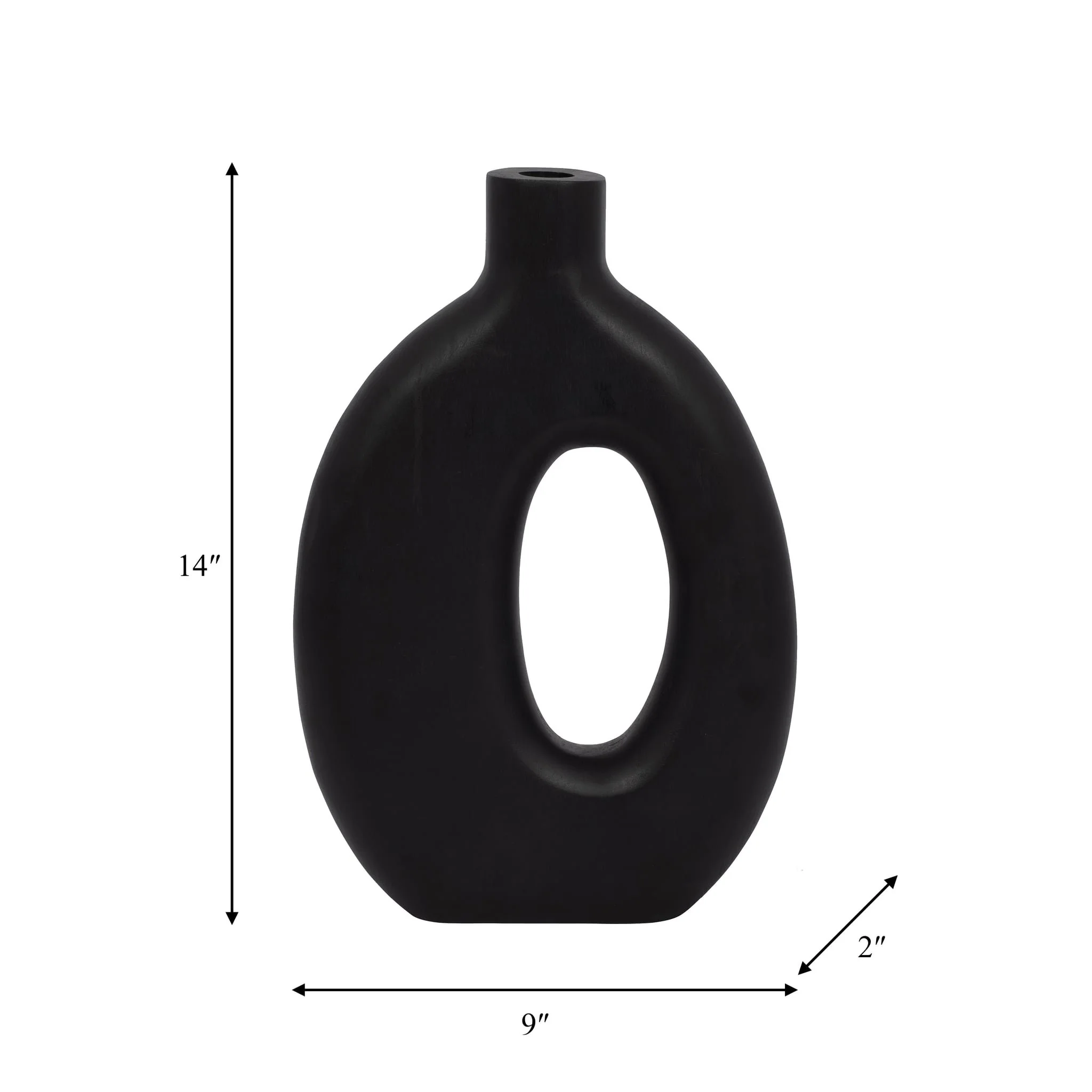 Wood, 14"h Cut-out Vase, Black - Image 9