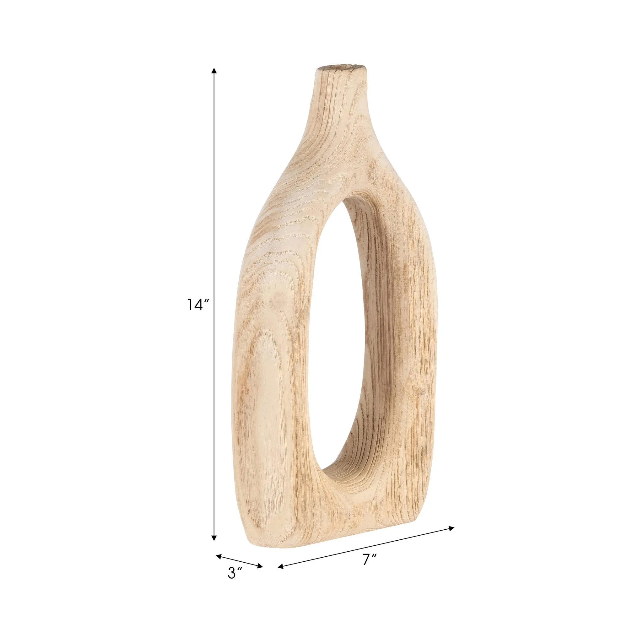 Wood, 14"h Cut-out Vase, Natural - Image 8