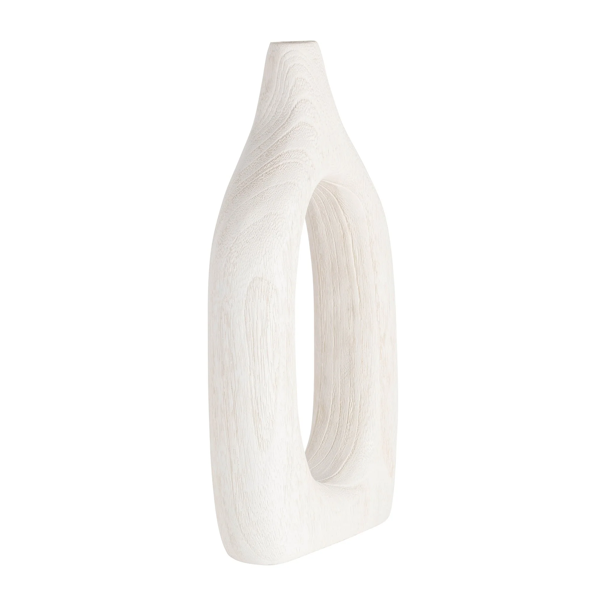 Wood, 14"h Cut-out Vase, White - Image 3