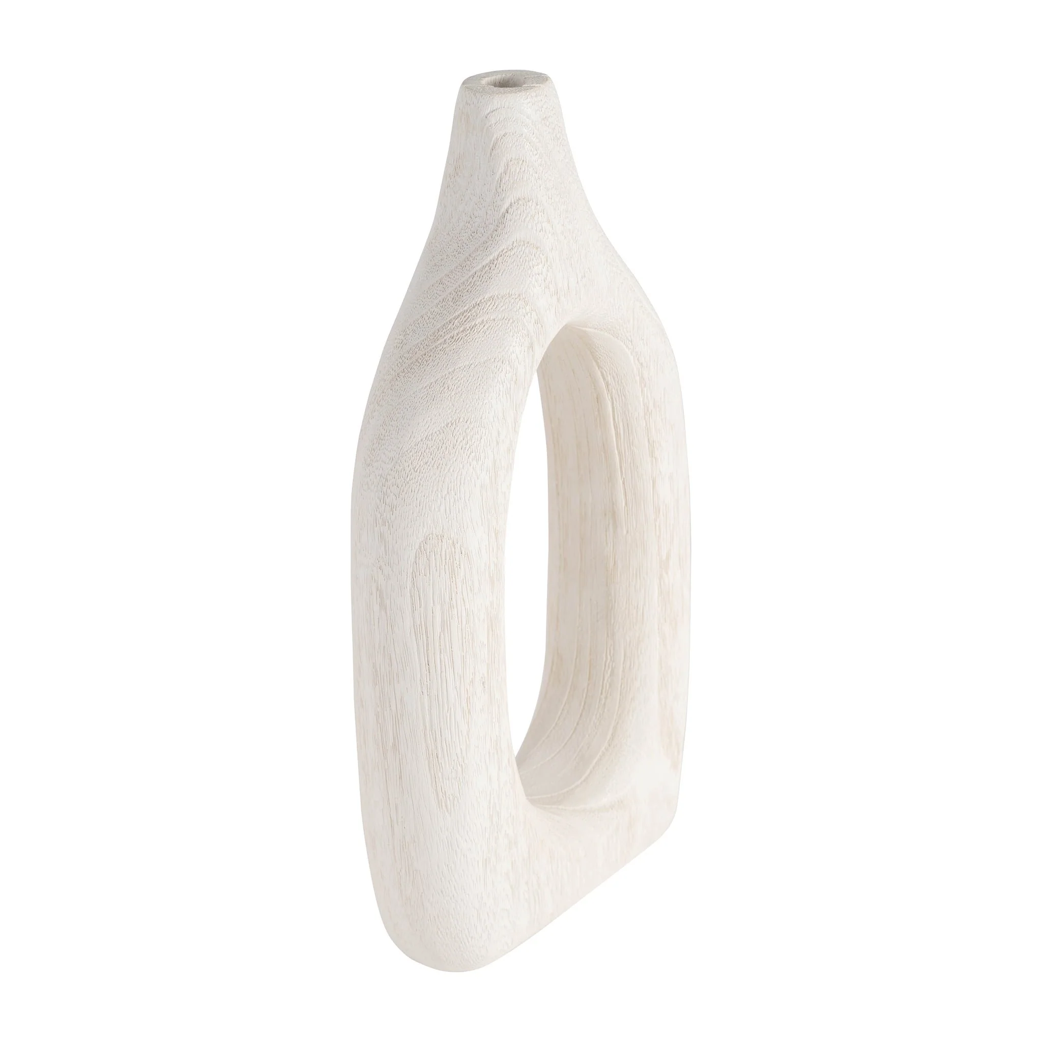 Wood, 14"h Cut-out Vase, White - Image 5