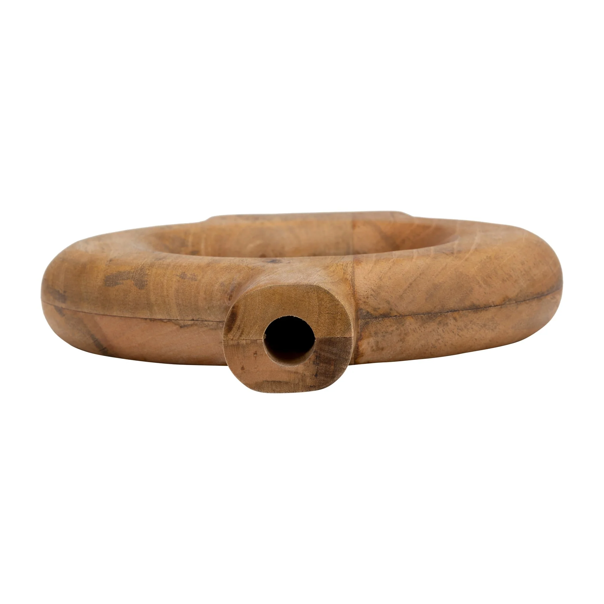 Wood, 14"h Donut Shaped Vase, Brown - Image 4