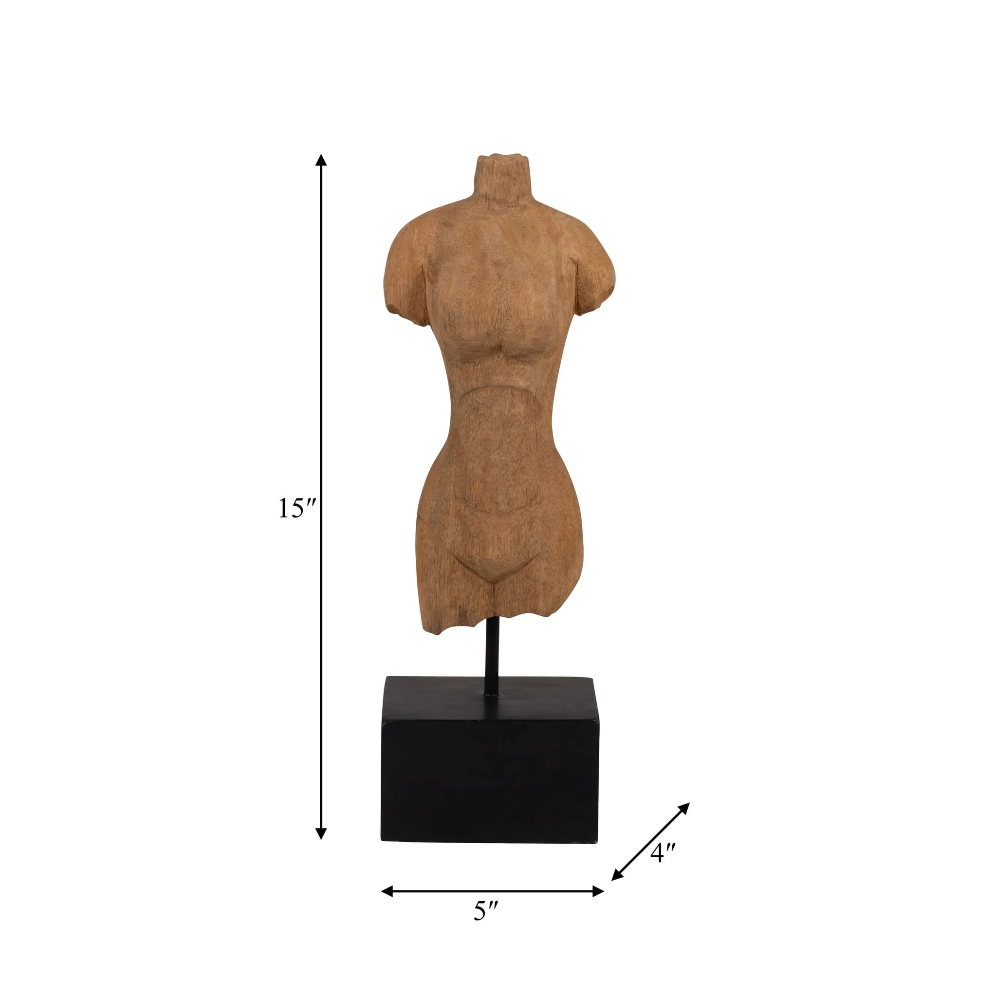 Wood, 15" Female Bust, Brown - Image 9