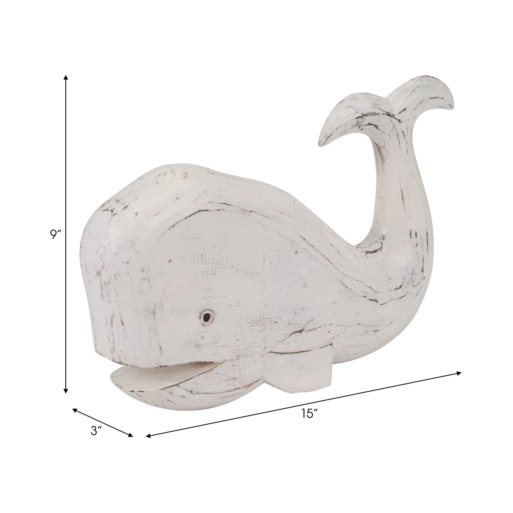 Wood, 15" Tail Up Whale, White - Image 8