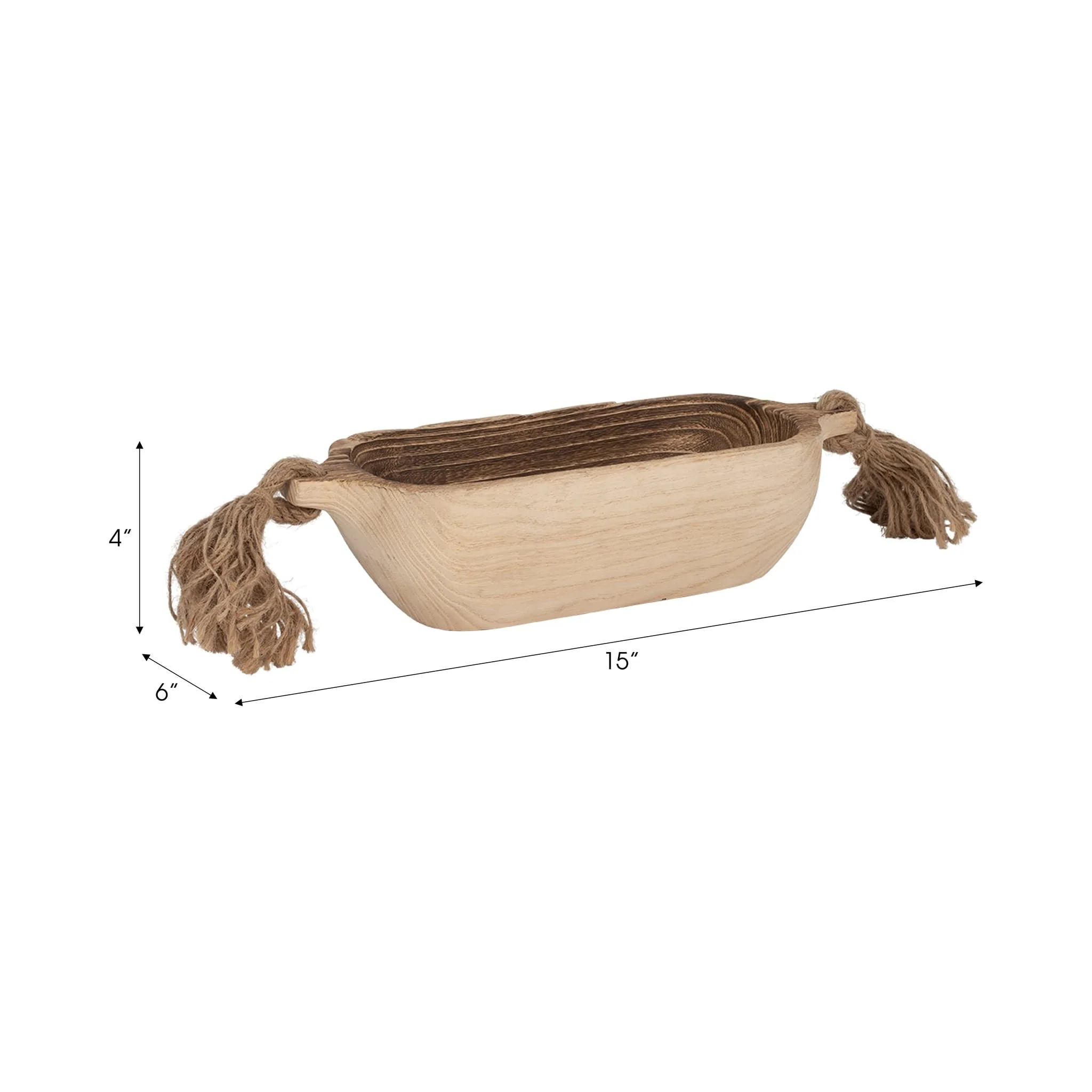 Wood, 15" Tray W/ Tassels, Natural - Image 8