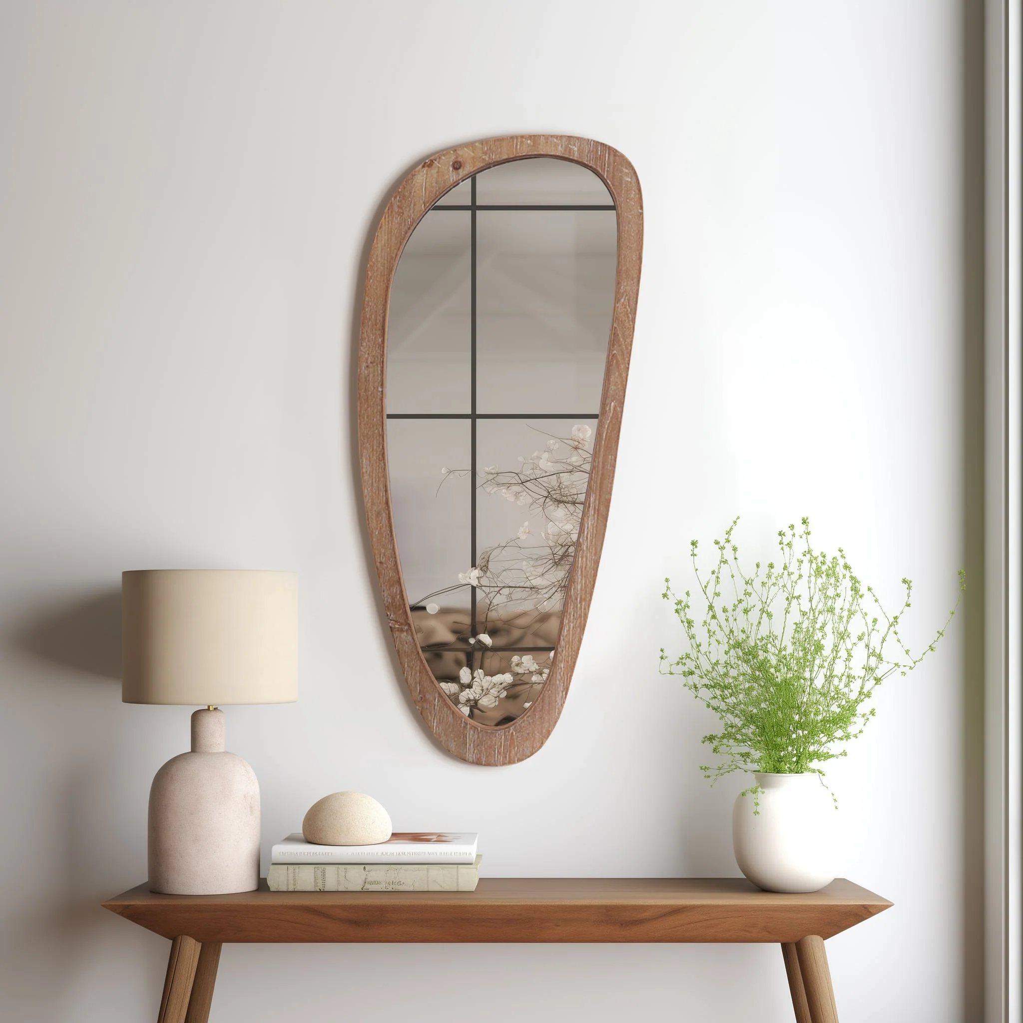 Wood, 15x36 Egg Shaped Mirror, Brown Wb - Image 5