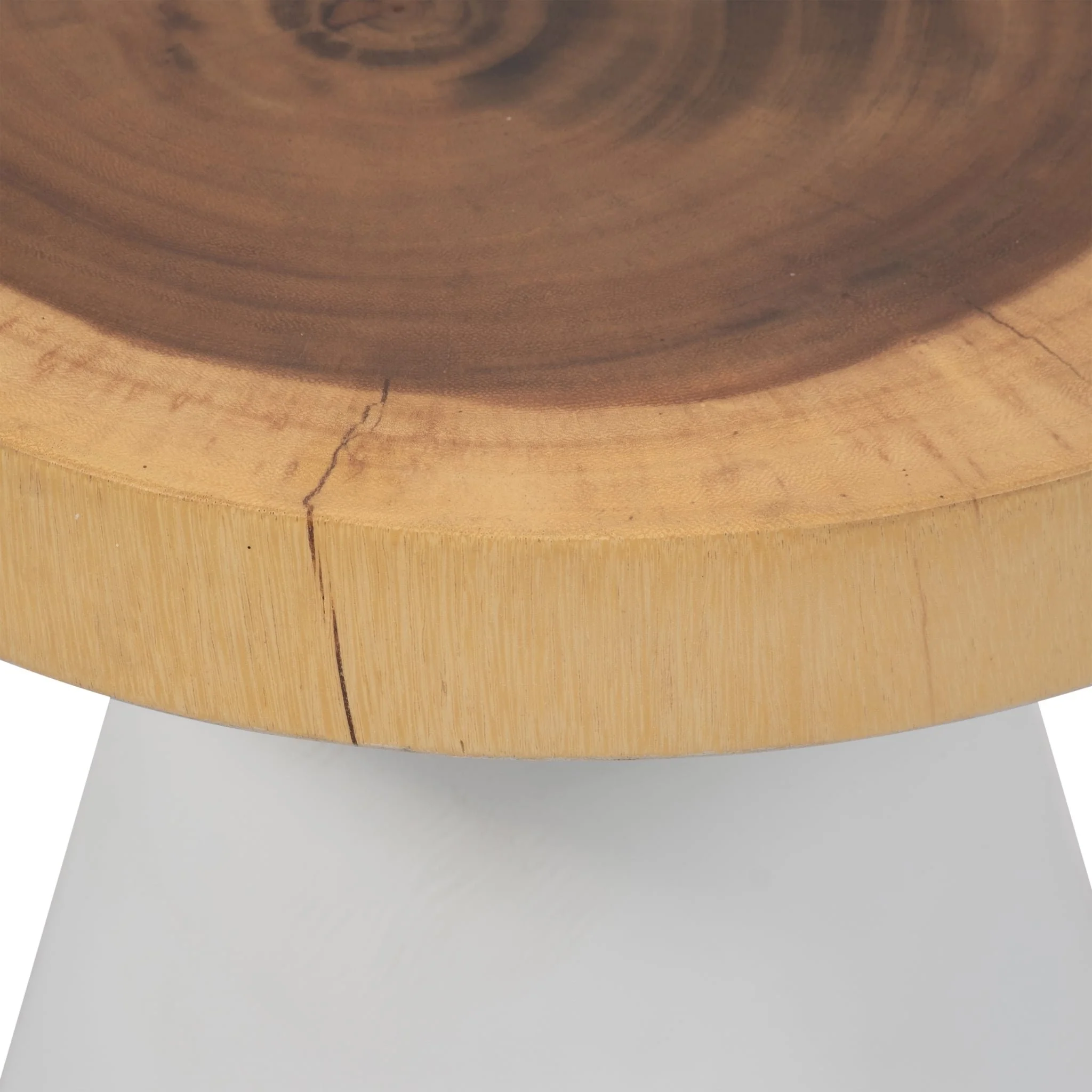Wood, 16" Accent Table With White Base, Natural/wh - Image 4