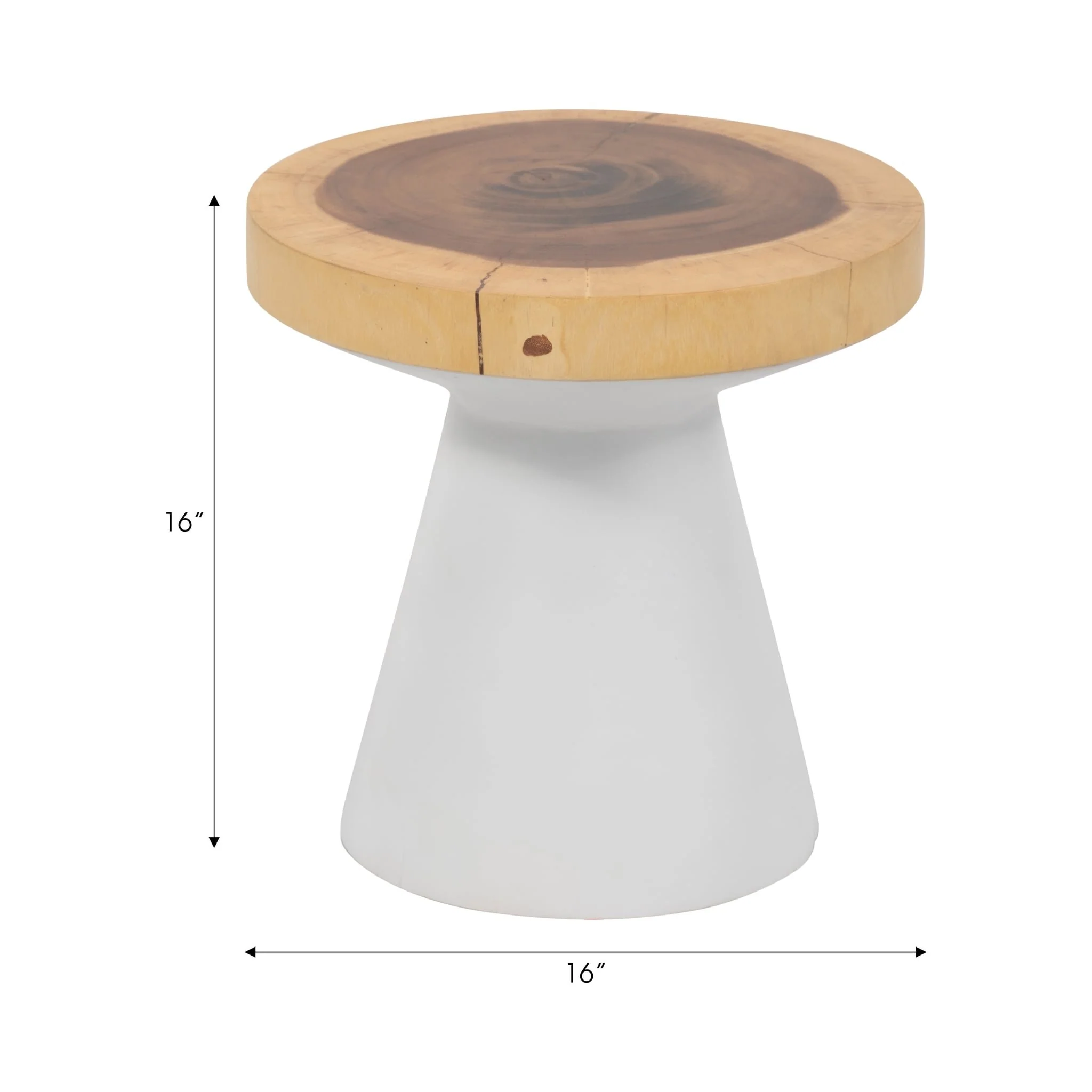 Wood, 16" Accent Table With White Base, Natural/wh - Image 7