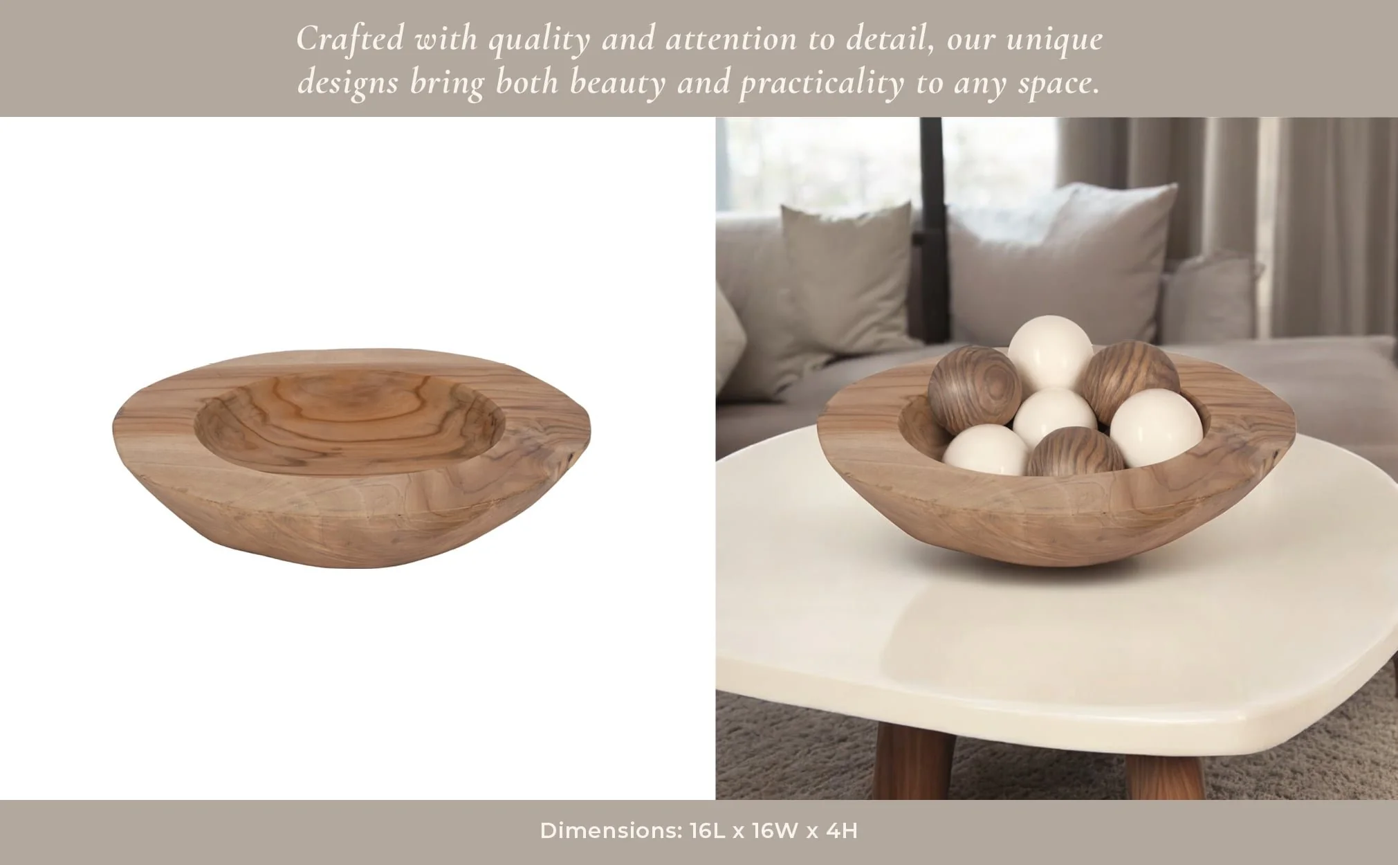 Wood, 16" Teak Organic Bowl, Natural - Image 11