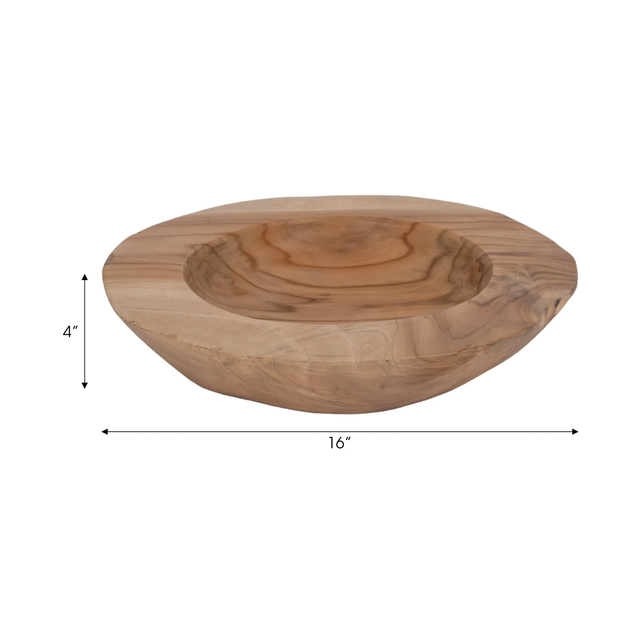 Wood, 16" Teak Organic Bowl, Natural - Image 8