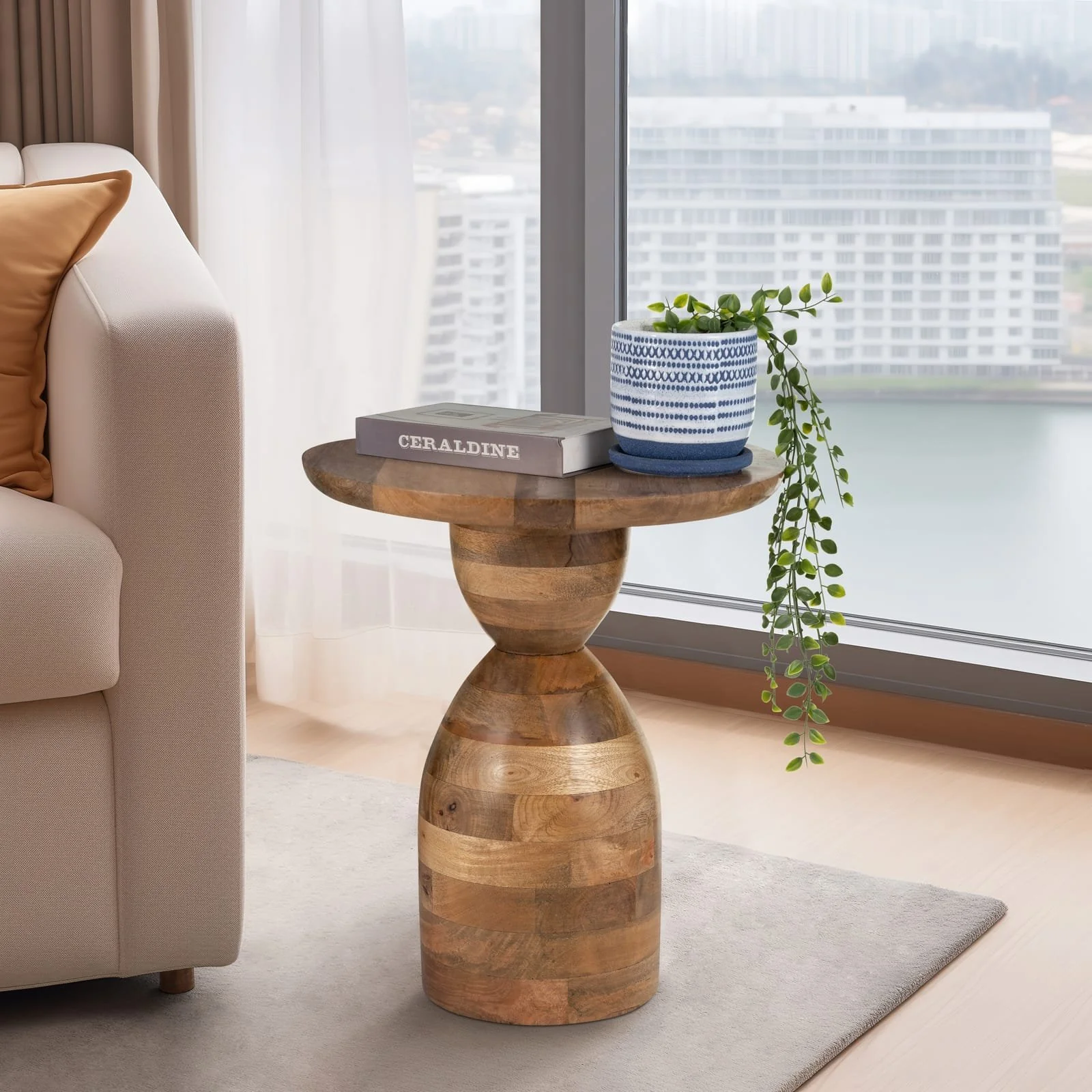 Wood, 16"dx19"h Simple Side Table, Natural Kd - Image 10