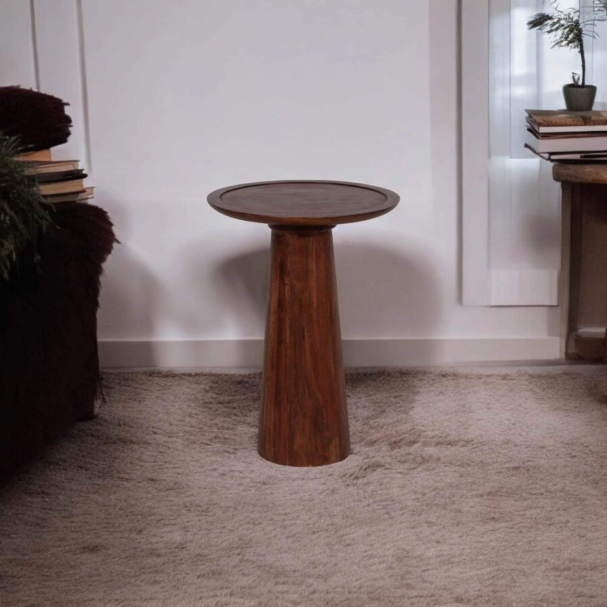 Wood,16"dx23"h Pillar Shaped Side Tble,lt Brown Kd - Image 11