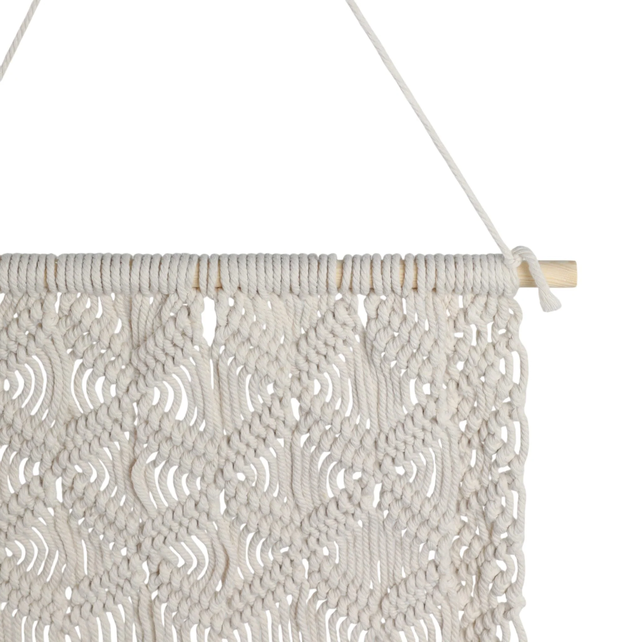 Wood, 18" Macrame Wall Shelf, Ivory - Image 5