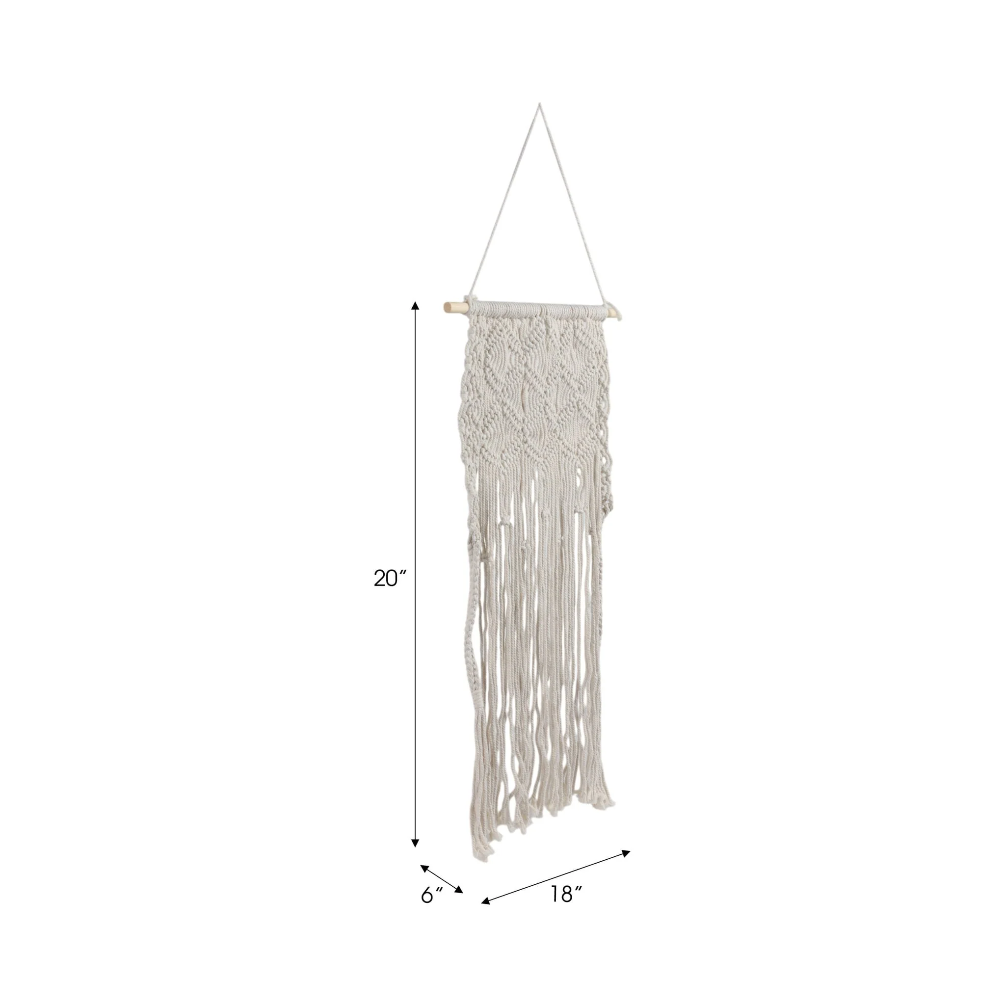 Wood, 18" Macrame Wall Shelf, Ivory - Image 7