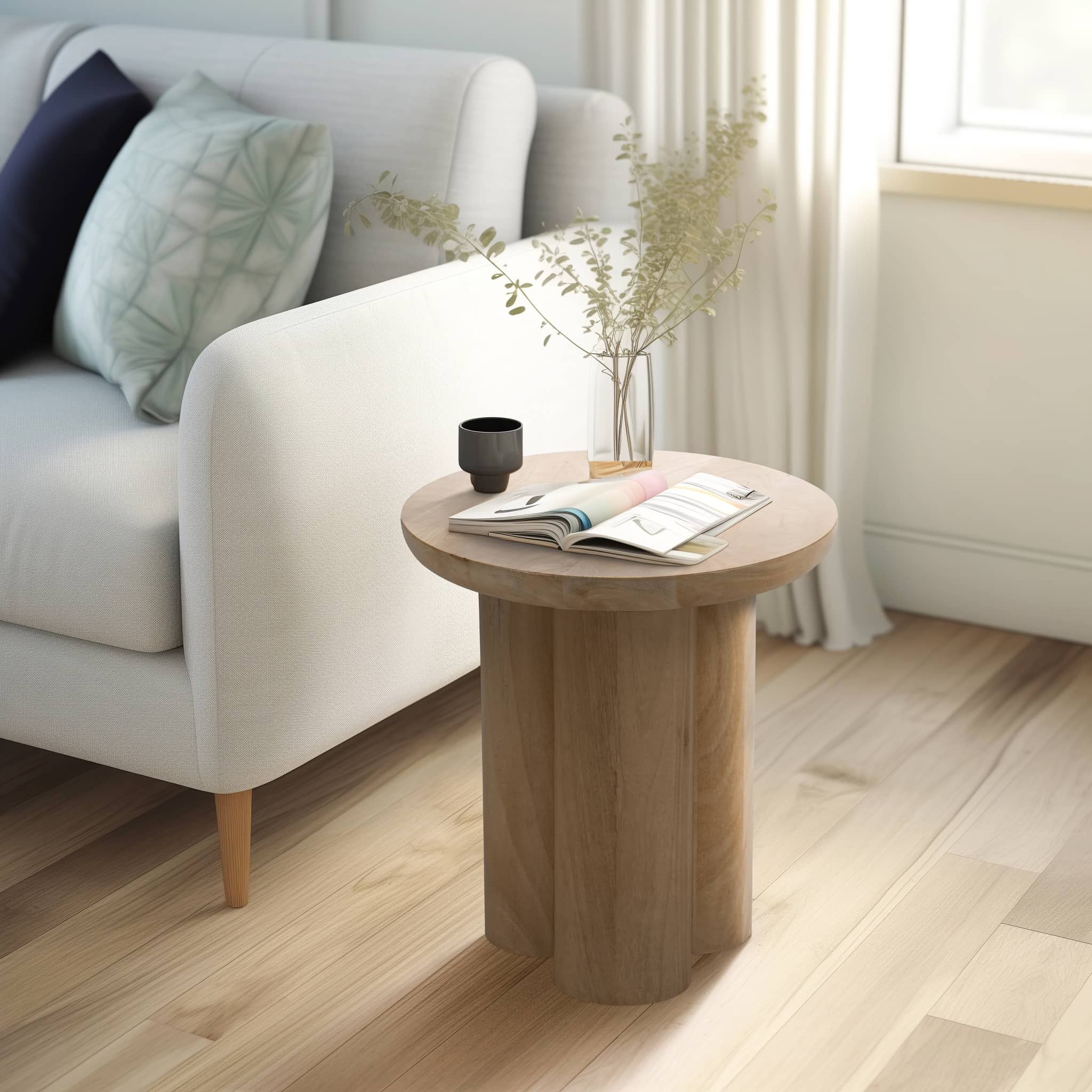 Wood, 18" Scandinavian Farmhouse Side Table, Nat - Image 9