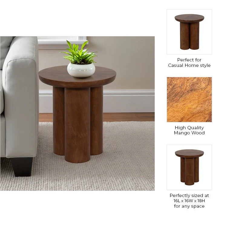 Wood, 18" Scandinavian Side Table, Brown - Image 8