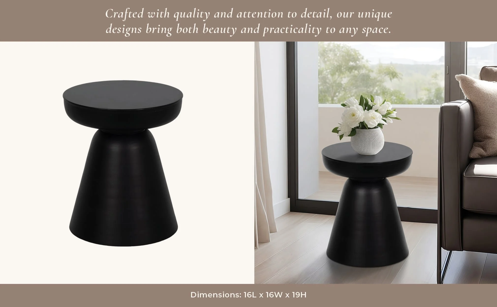 Wood, 19" Side Table, Black - Image 9