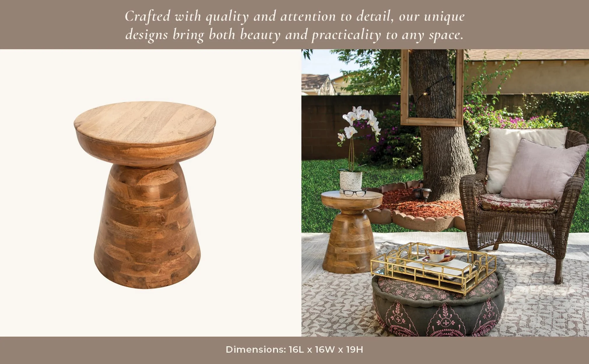 Wood 19" Side Table, Brown - Image 11