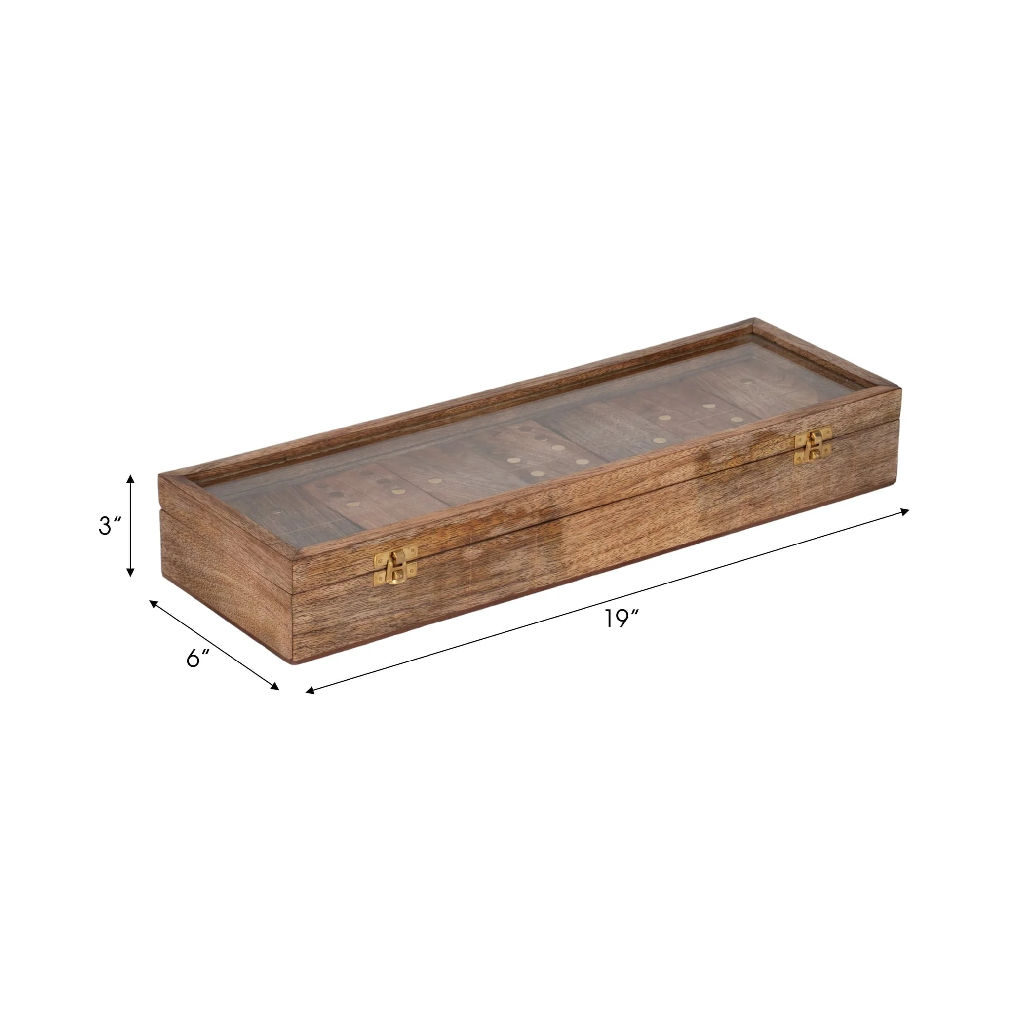 Wood, 19x6 Dominoes Box, Brown - Image 9