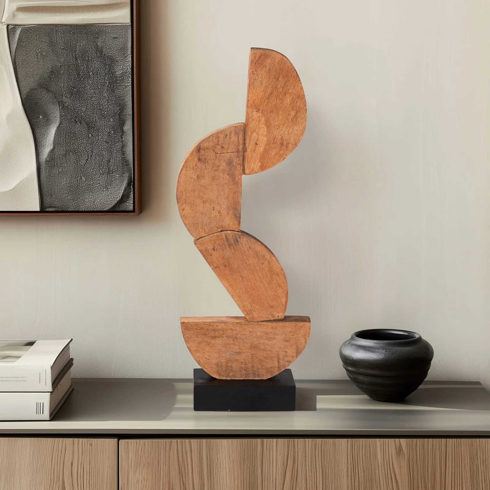 Wood, 23" 4 Half Circles Stacking, Brown - Image 11
