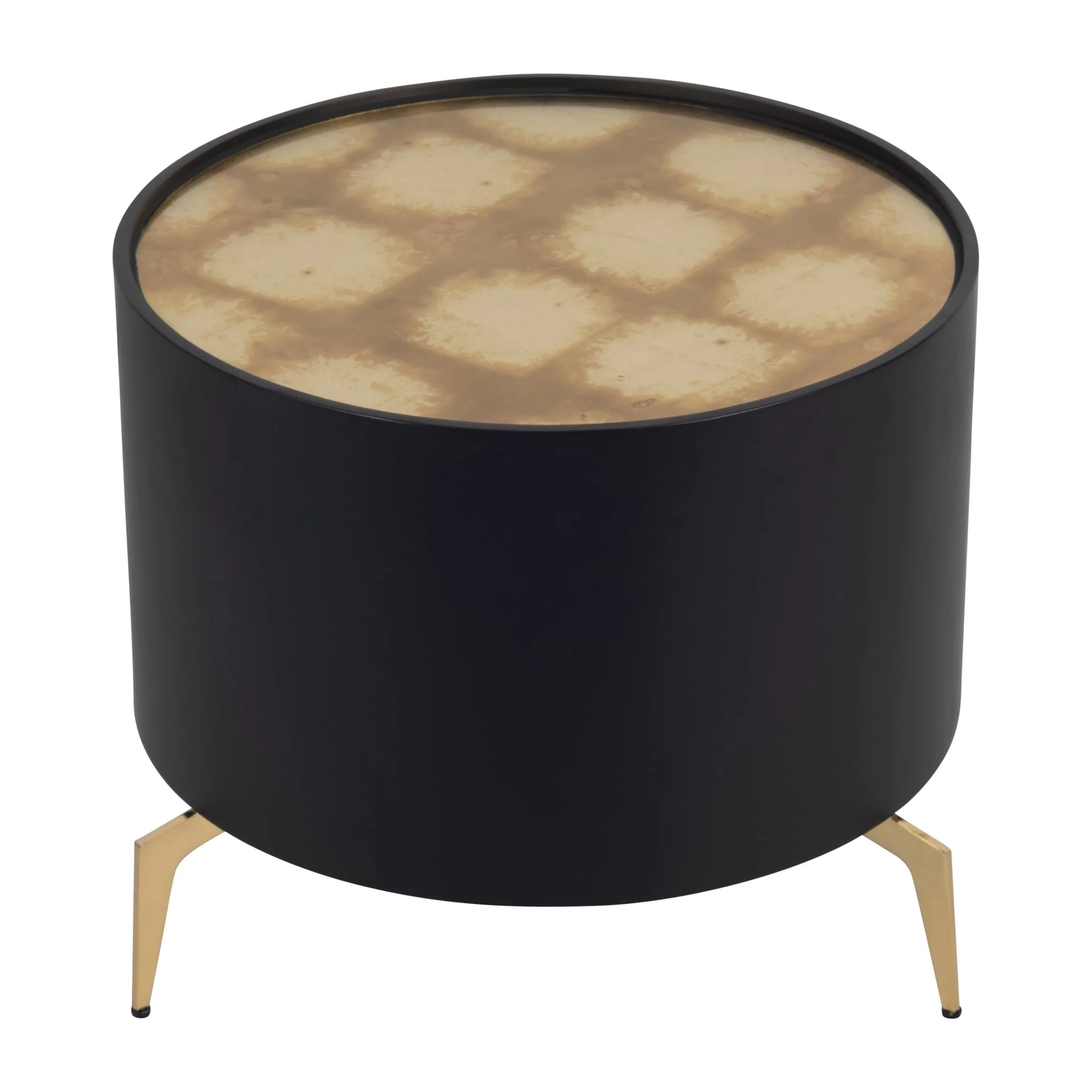 Wood,24" Gold Leaf Top Side Table, Blk/gld - Image 3