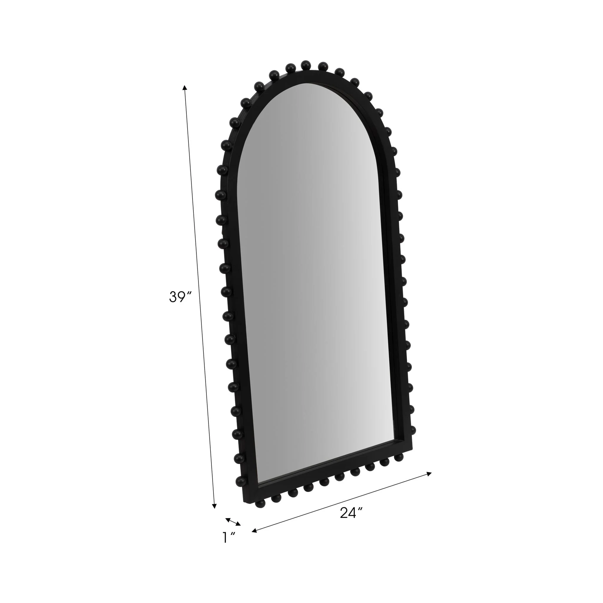 Wood, 24x39 Beaded Arch Mirror, Black - Image 6