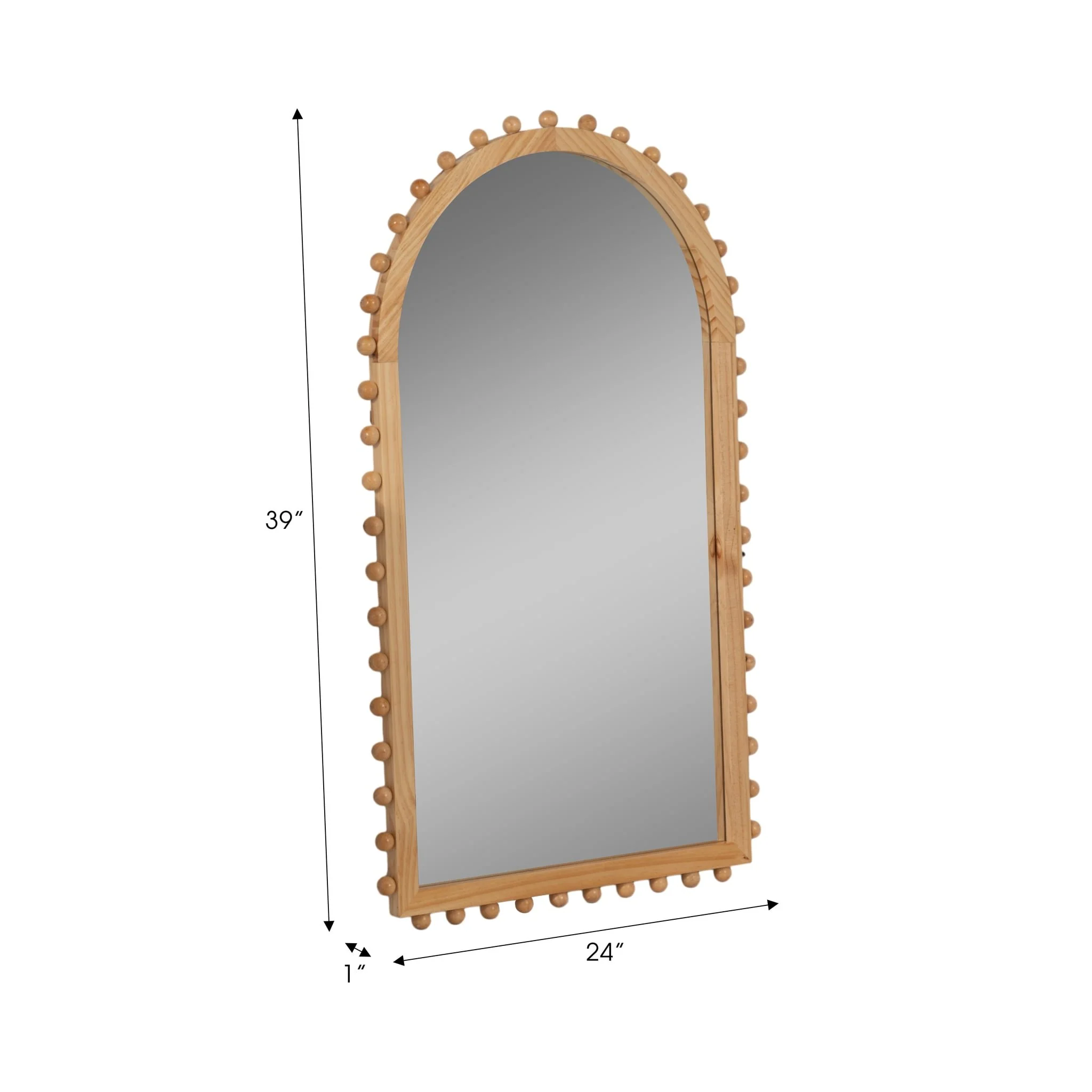 Wood, 24x39 Beaded Arch Mirror, Natural - Image 7
