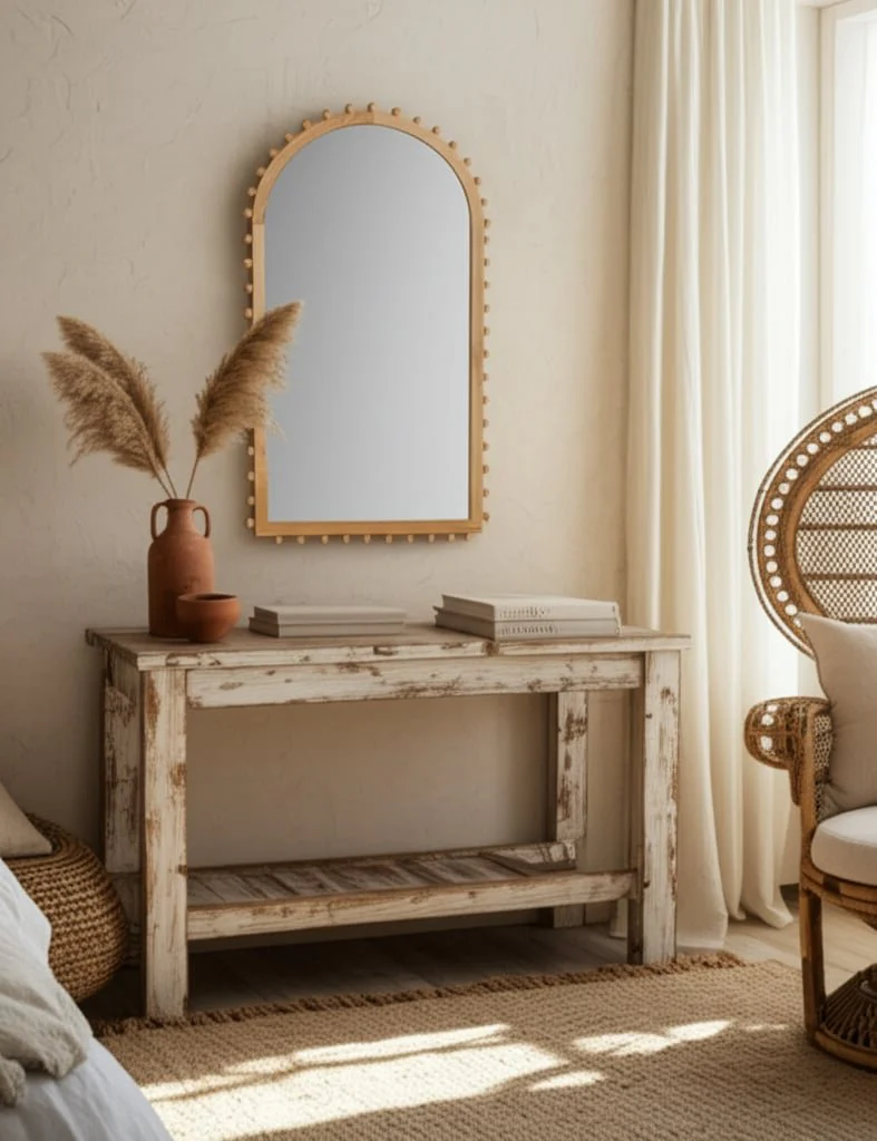 Wood, 24x39 Beaded Arch Mirror, Natural - Image 9