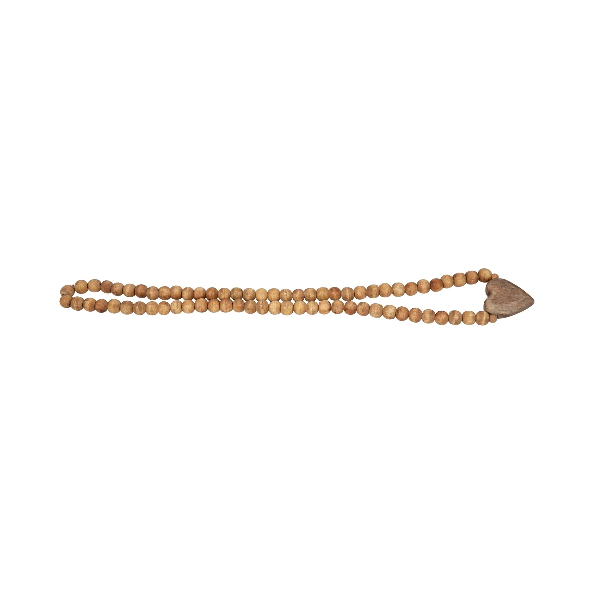 Wood, 26" Beaded Garland With Heart, Natural - Image 2