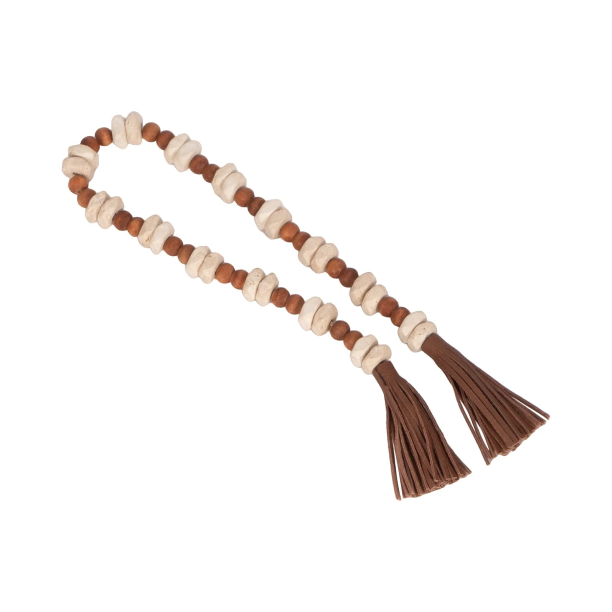 Wood, 26x.75 Travertine Beads Faux Leather, Multi - Image 2