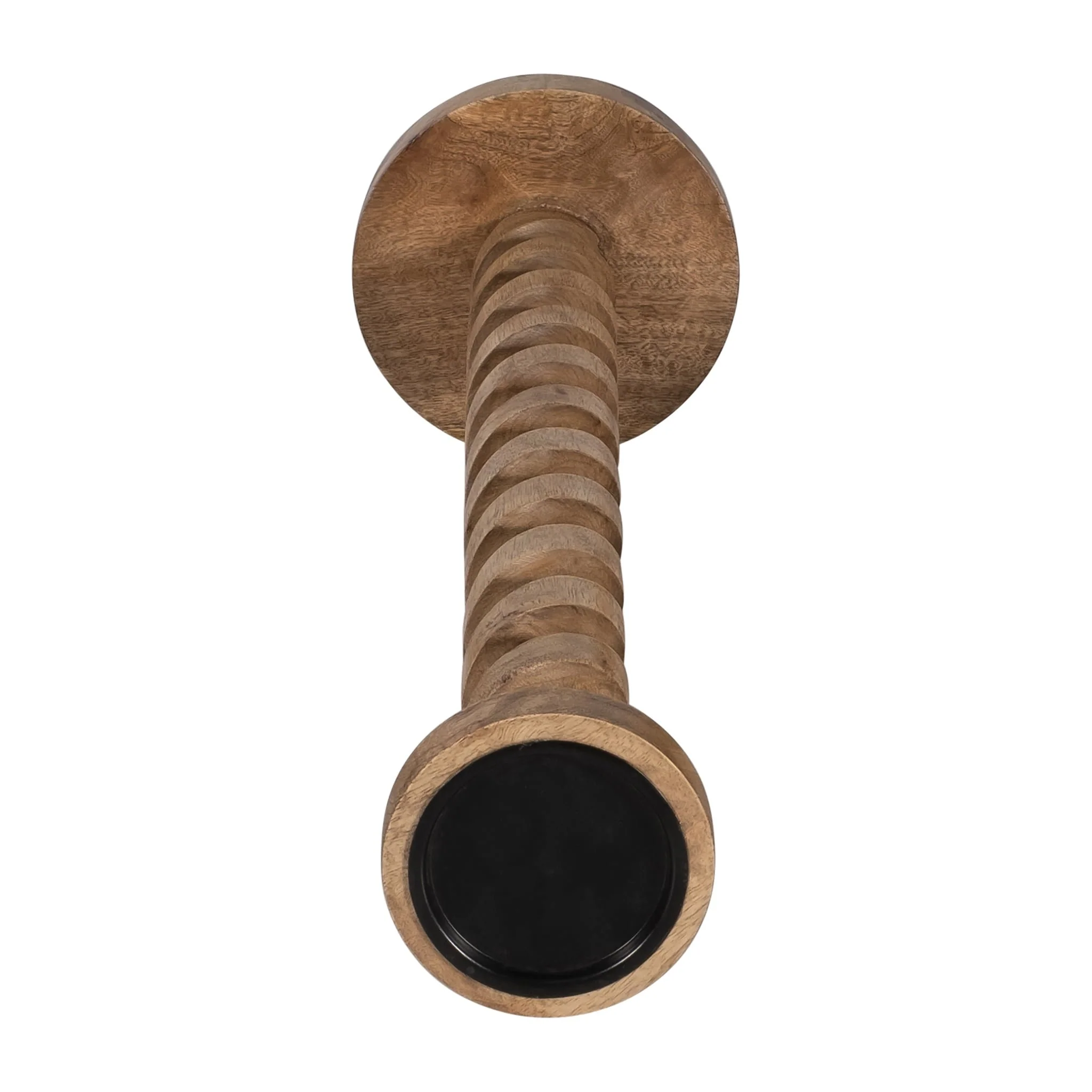 Wood, 30" Spiral Floor Pillar Candleholder, Natura - Image 4