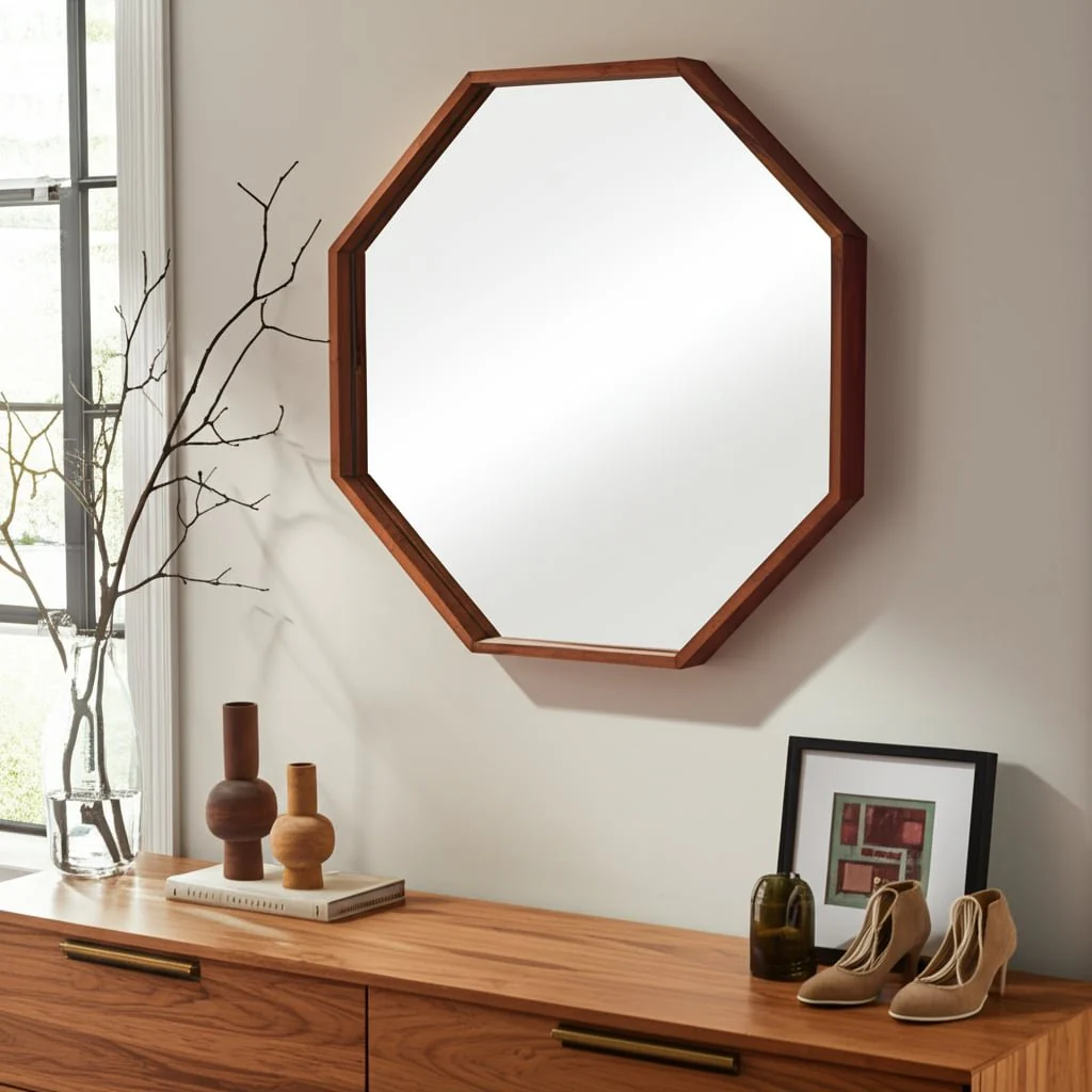 Wood,30x30, Octagon Shaped Mirror,cherry - Image 10