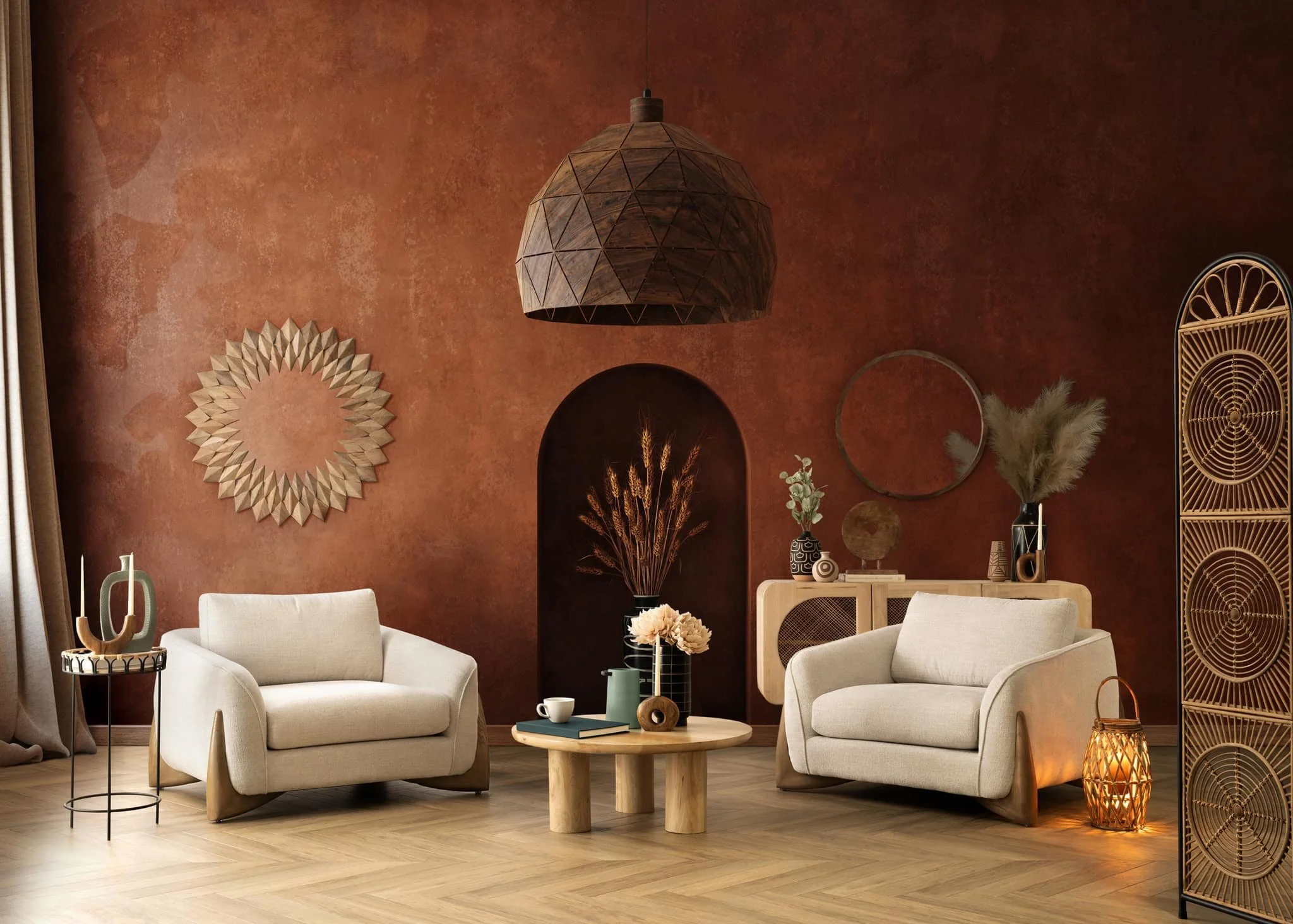 Wood, 32" Round Mirror, Brown Wb - Image 8