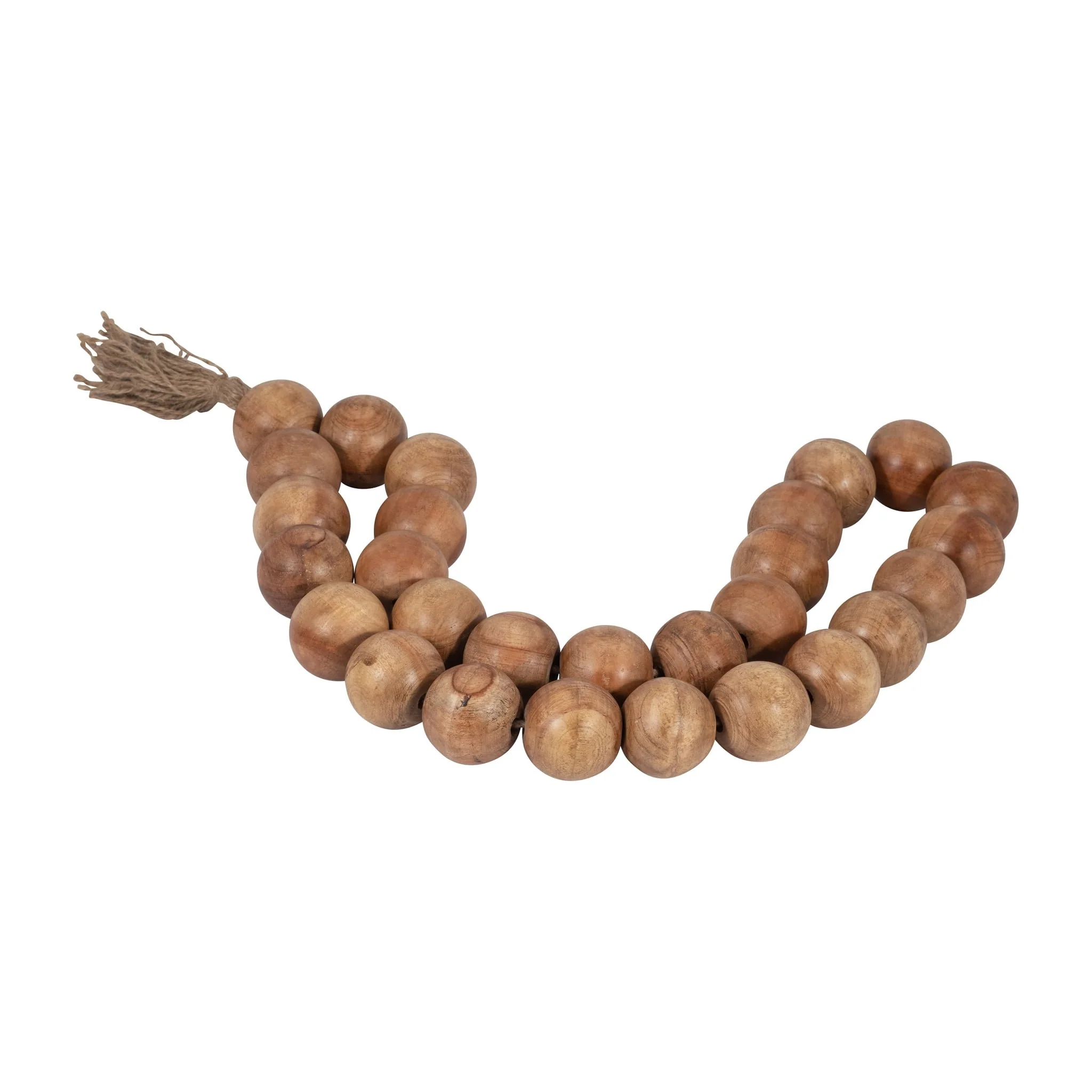 Wood,32"l, 2"dble Beaded Garland W/tassel,natural - Image 3