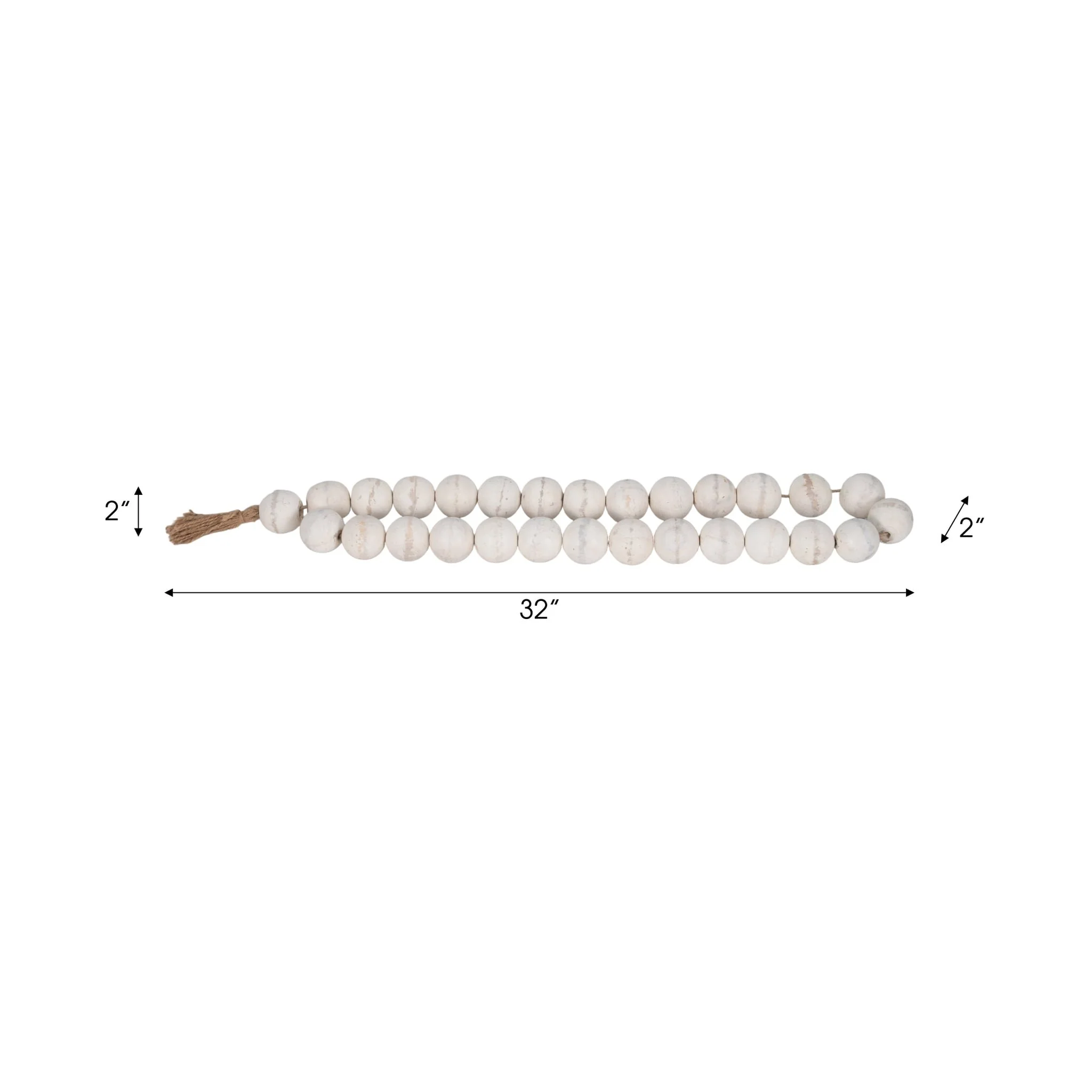 Wood, 32"l, 2"double Beaded Garland W/tassel,wht - Image 6